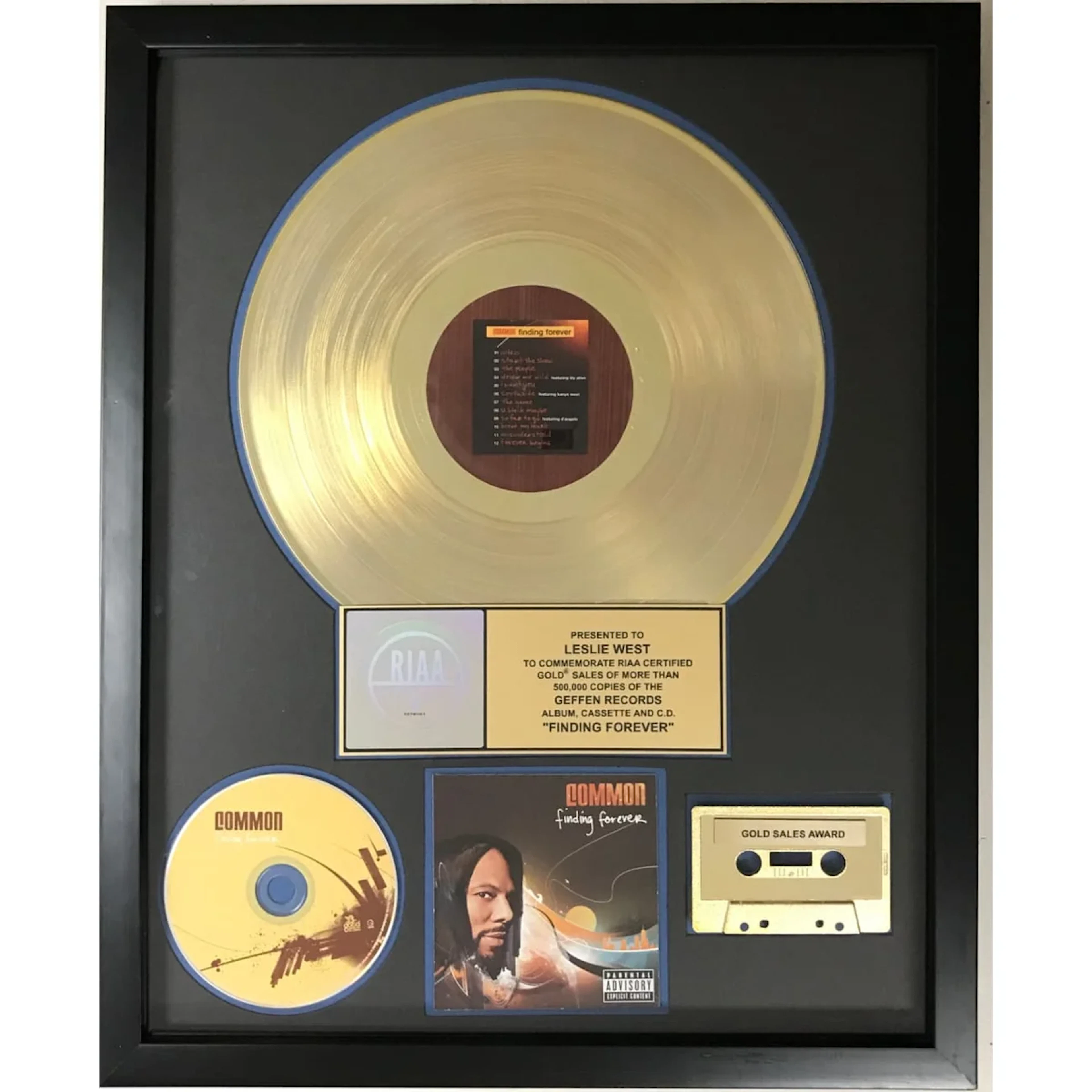 Common Finding Forever RIAA Gold Album Award presented to Leslie West
