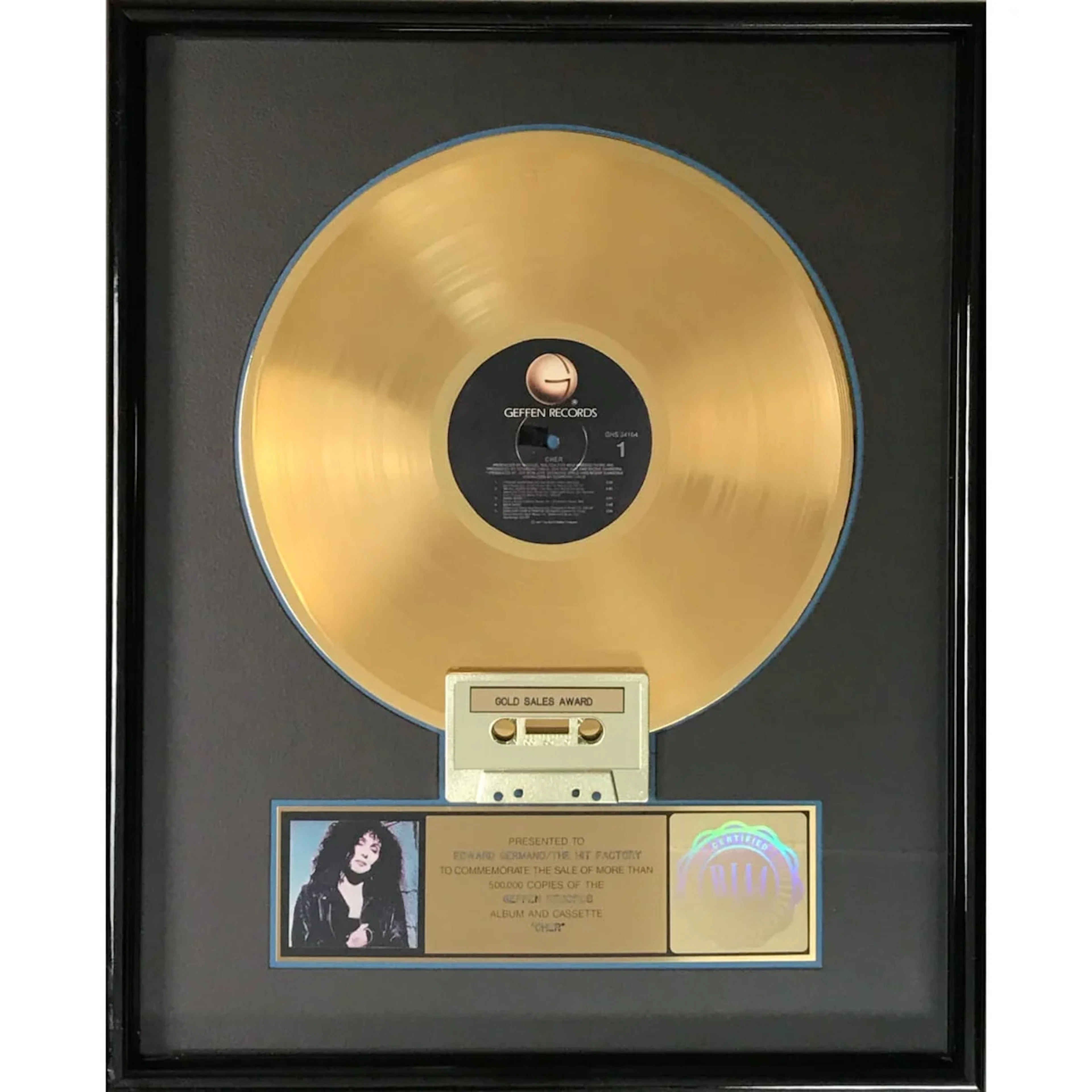 Cher (1987) Cher RIAA Gold Album Award