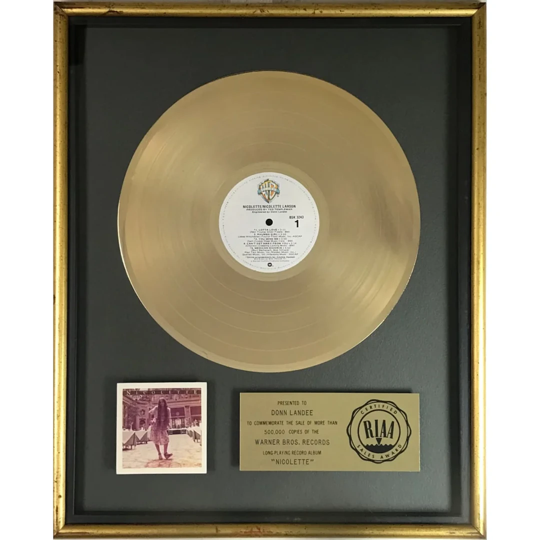Nicolette Larson Nicolette RIAA Gold Album Award