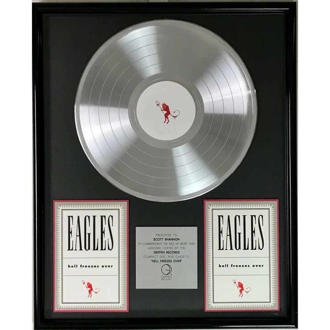Eagles Hell Freezes Over 4 Million Sales Geffen Label Award