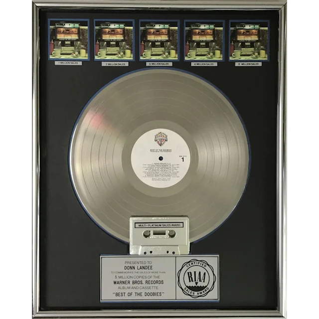 The Doobie Brothers Best Of The Doobies RIAA 5x Multi-Platinum Album Award