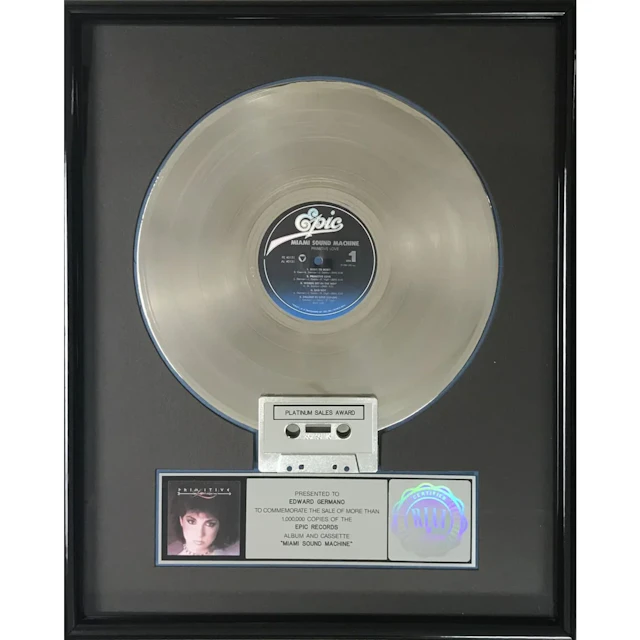 Gloria Estefan & Miami Sound Machine Primitive Love RIAA Platinum Album Award