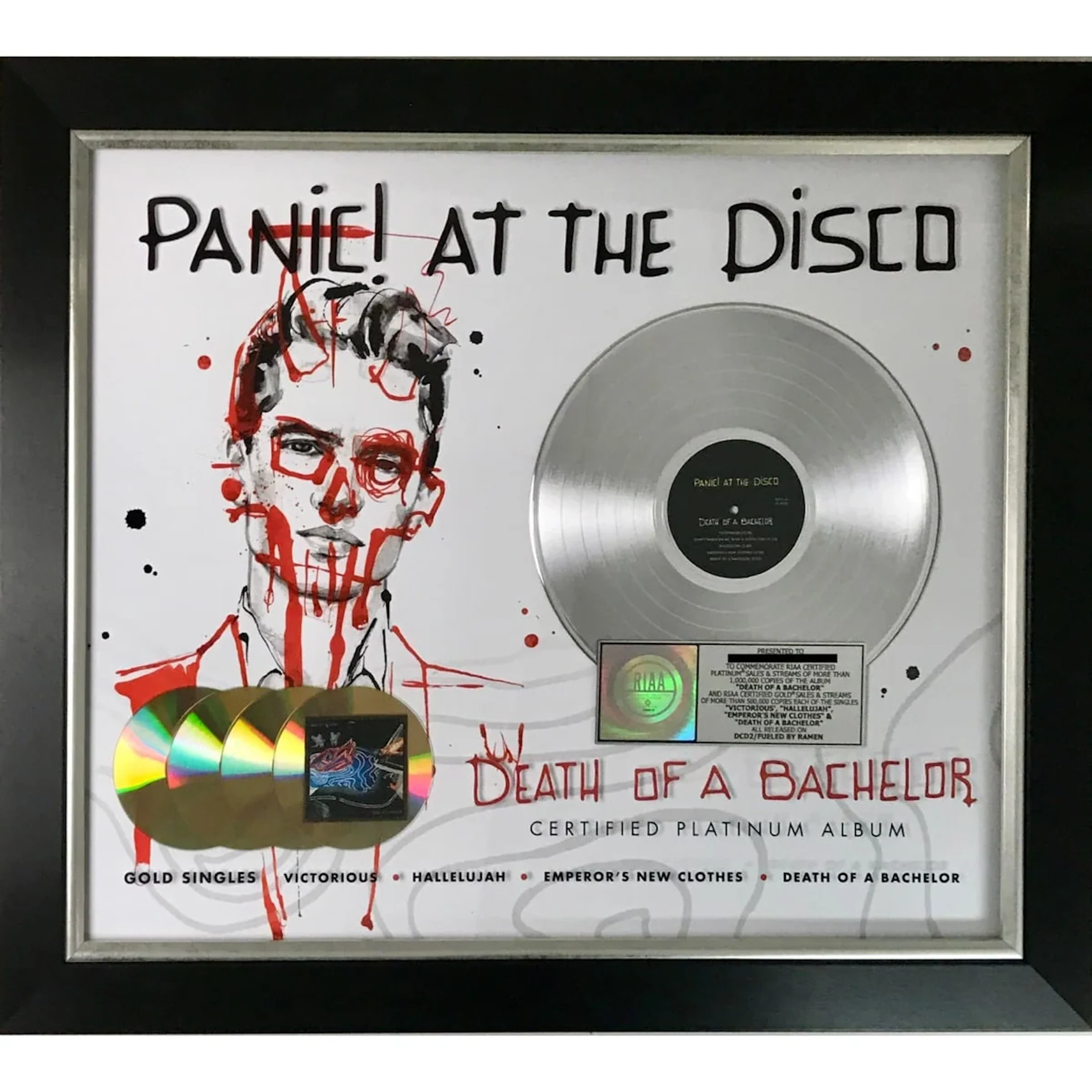 Panic! at the Disco Death Of A Bachelor RIAA Platinum Album/Singles Award