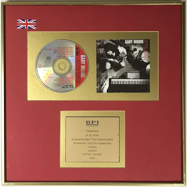 Gary Moore After Hours BPI Gold Album Award presented to B.B. King - RARE