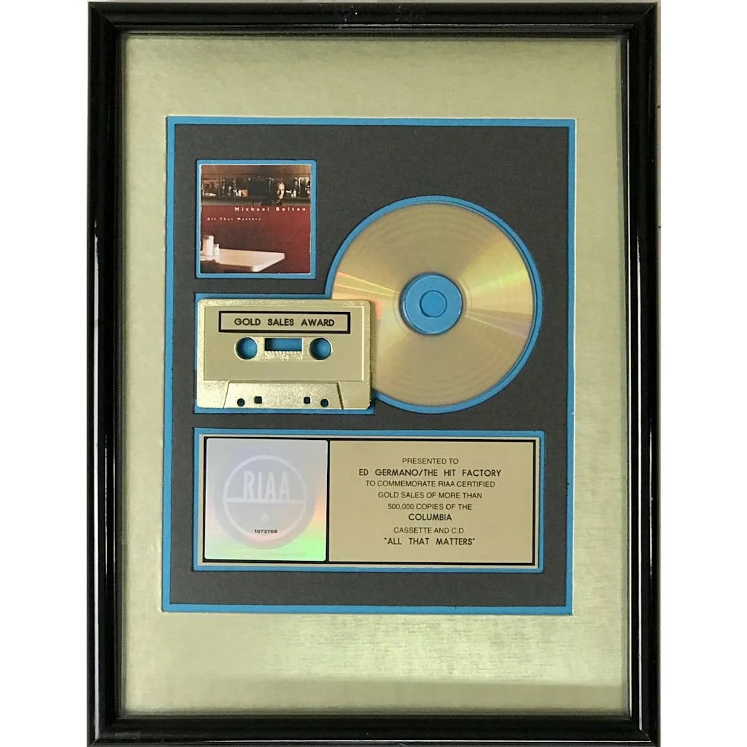 Michael Bolton All That Matters RIAA Gold Album Award