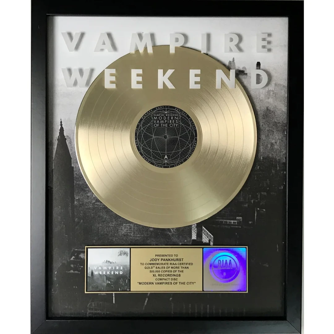 Vampire Weekend Modern Vampires Of The City RIAA Gold Album Award