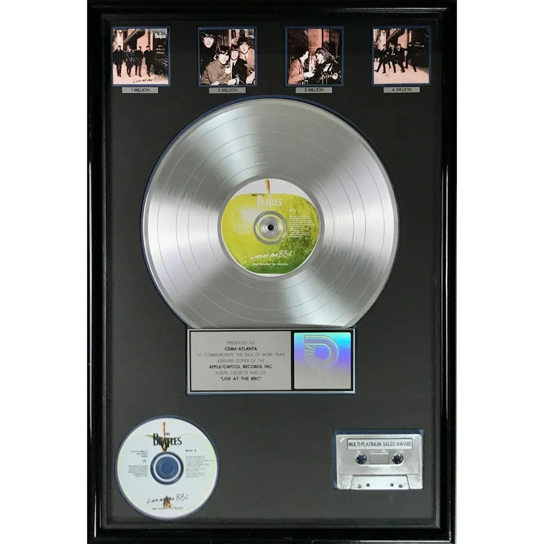 Beatles Live At The BBC RIAA 4x Platinum LP Award