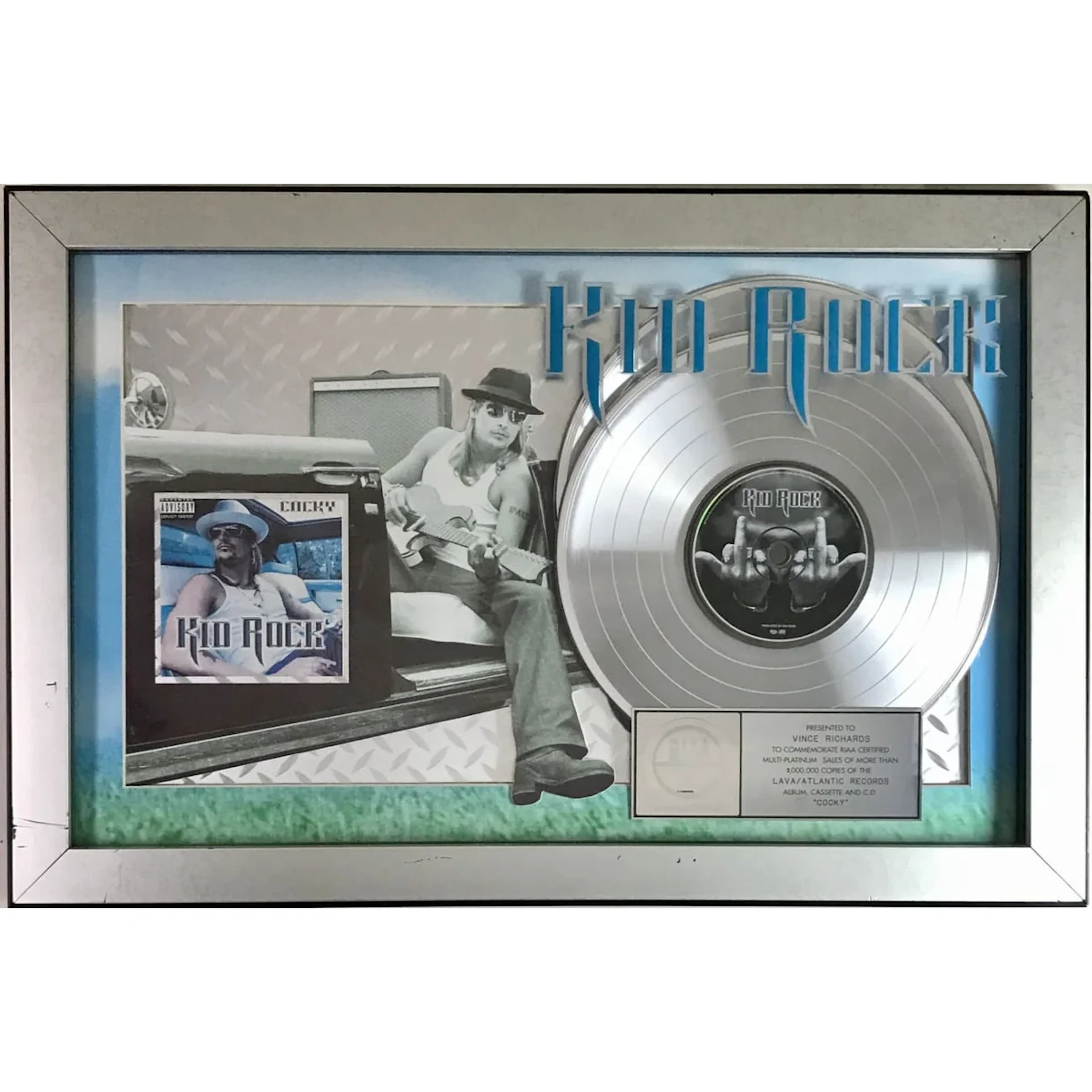 Kid Rock Cocky RIAA 2x Multi-Platinum Award