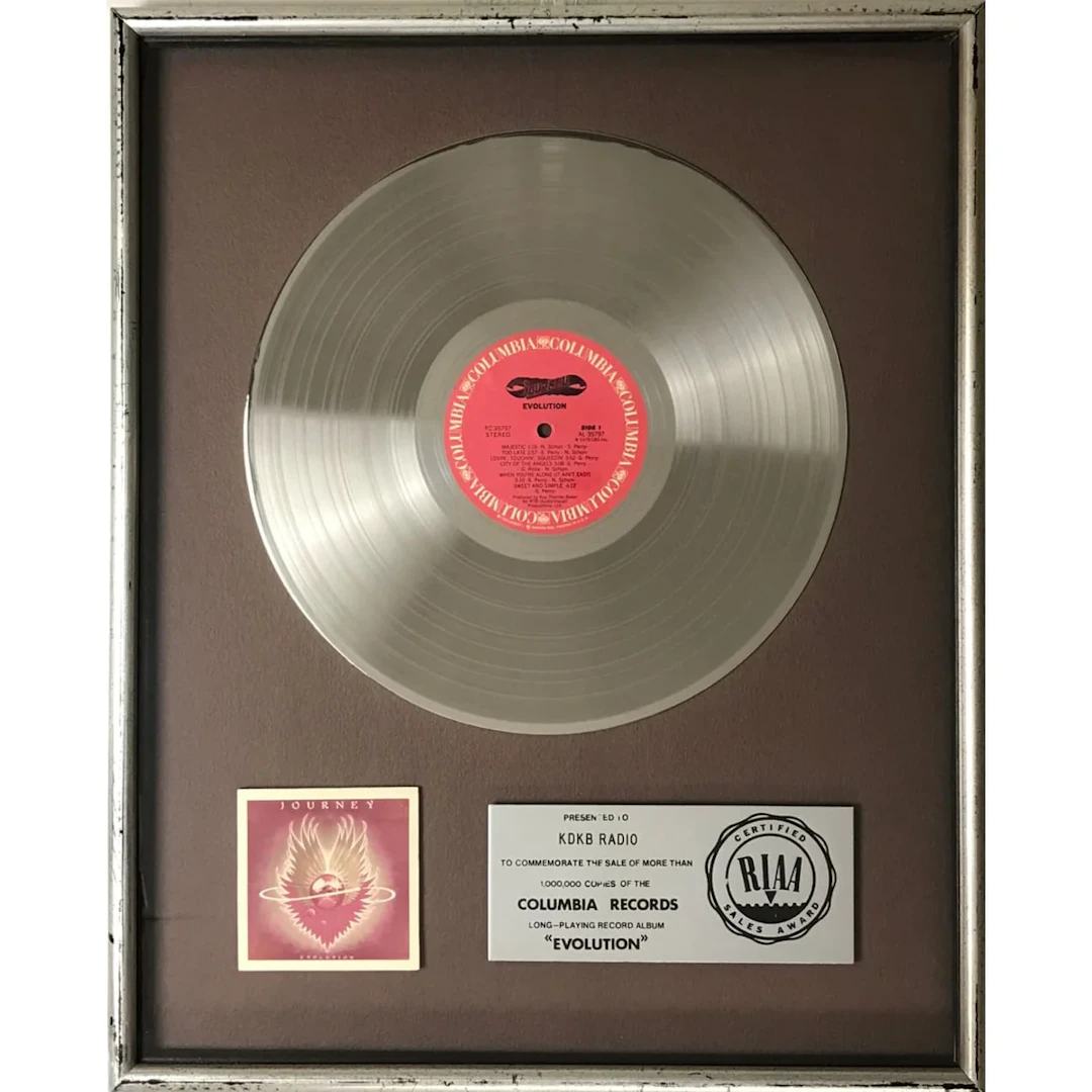 Journey Evolution RIAA Platinum Album Award