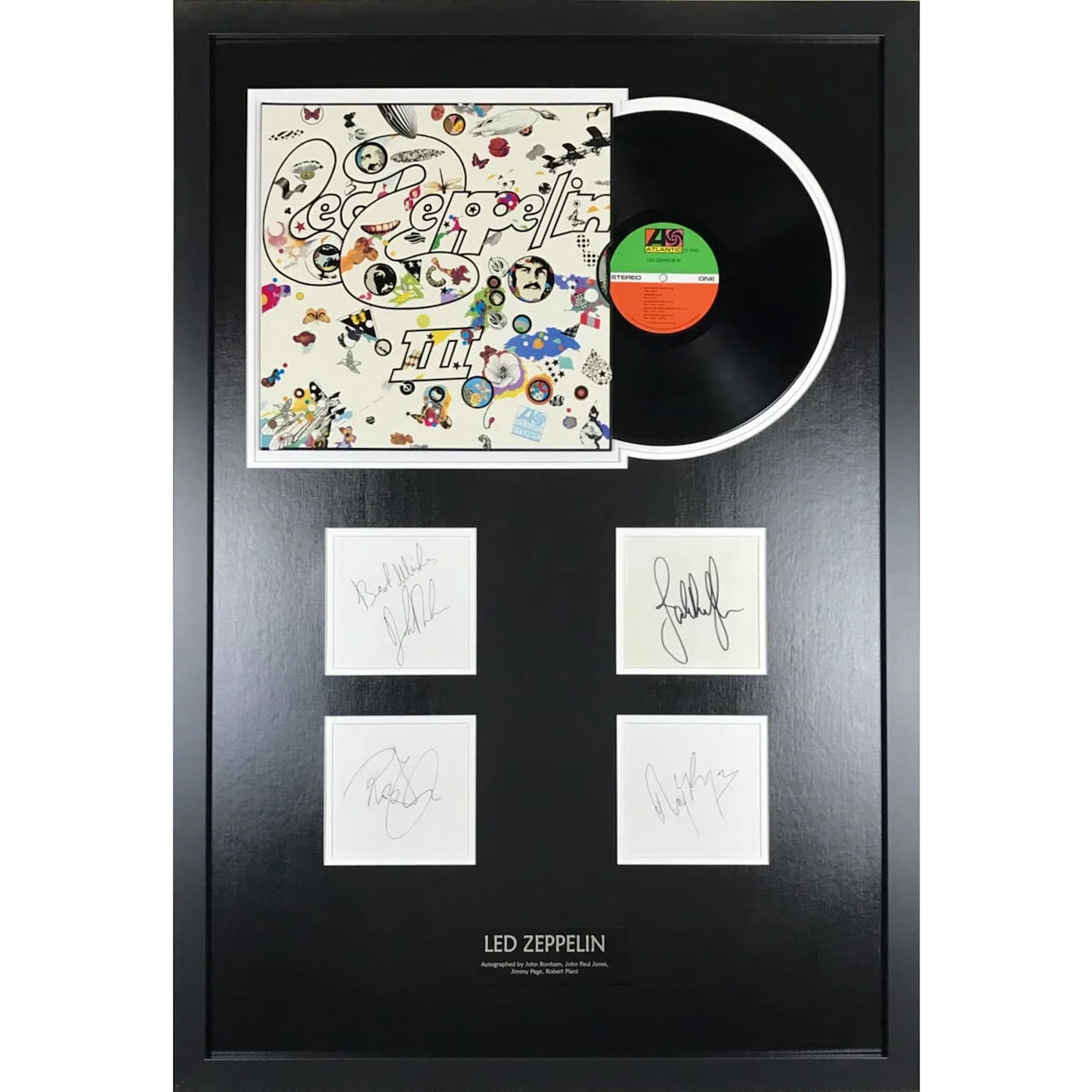 Led Zeppelin Collage signed by Bonham, Jones, Page, Plant - Epperson LOA - RARE
