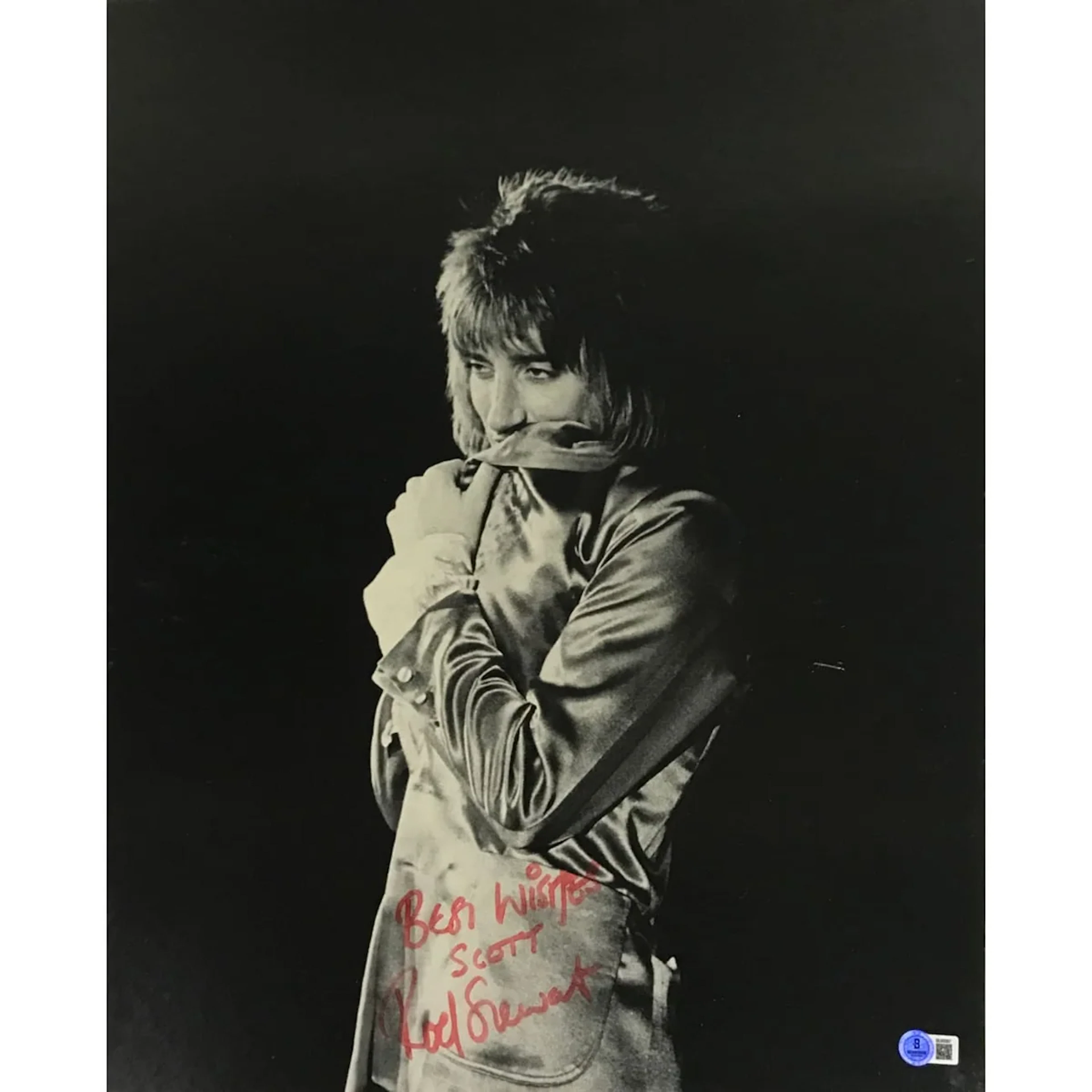Rod Stewart 1970s Poster Signed by Stewart w/BAS COA