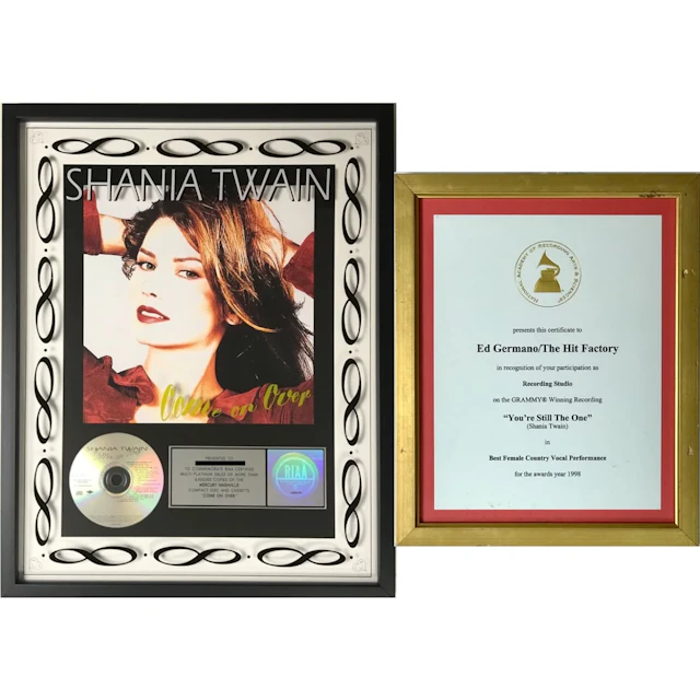 Shania Twain Come On Over RIAA 8x Multi-Platinum Album Award + Grammy