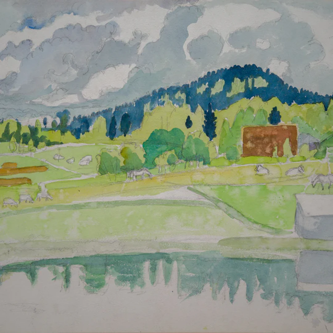 Hilding Linnqvist - A Rural Landscape With Cows and Horses