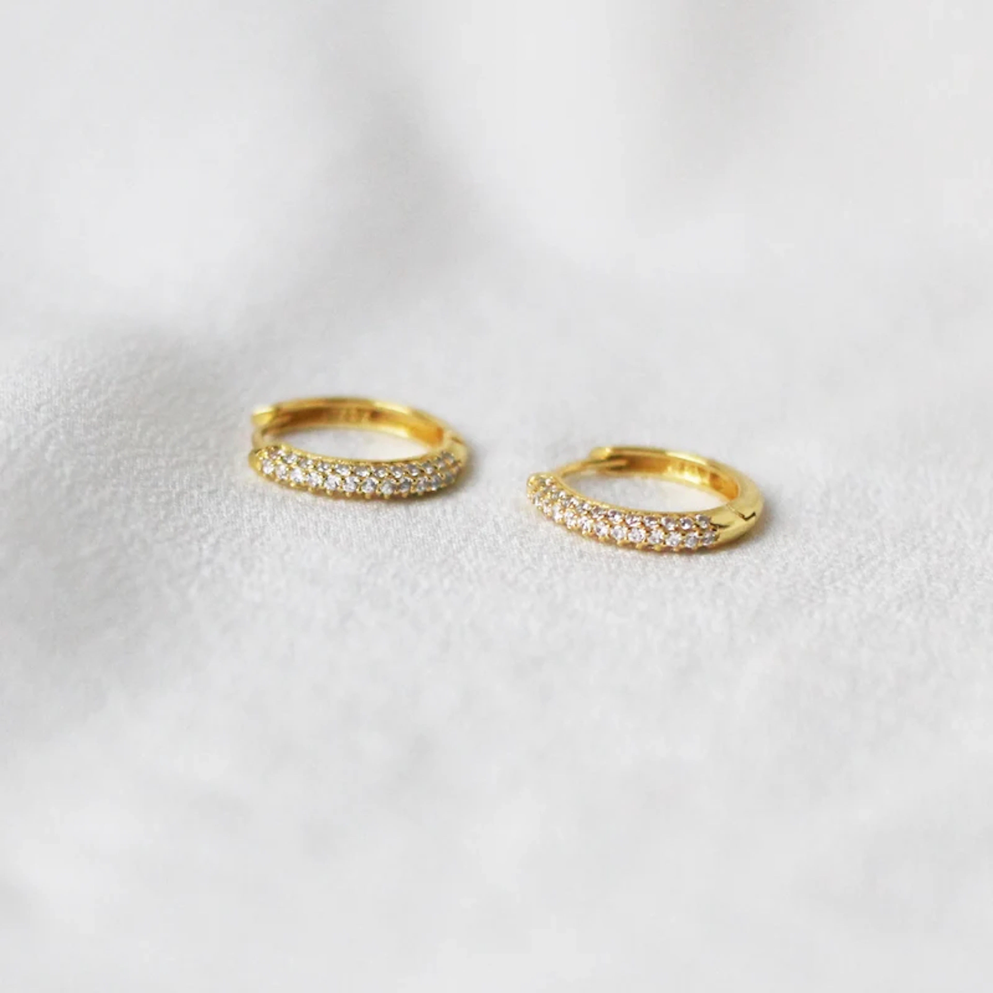 Gold Sparkle - Cute Huggie Hoop Earrings
