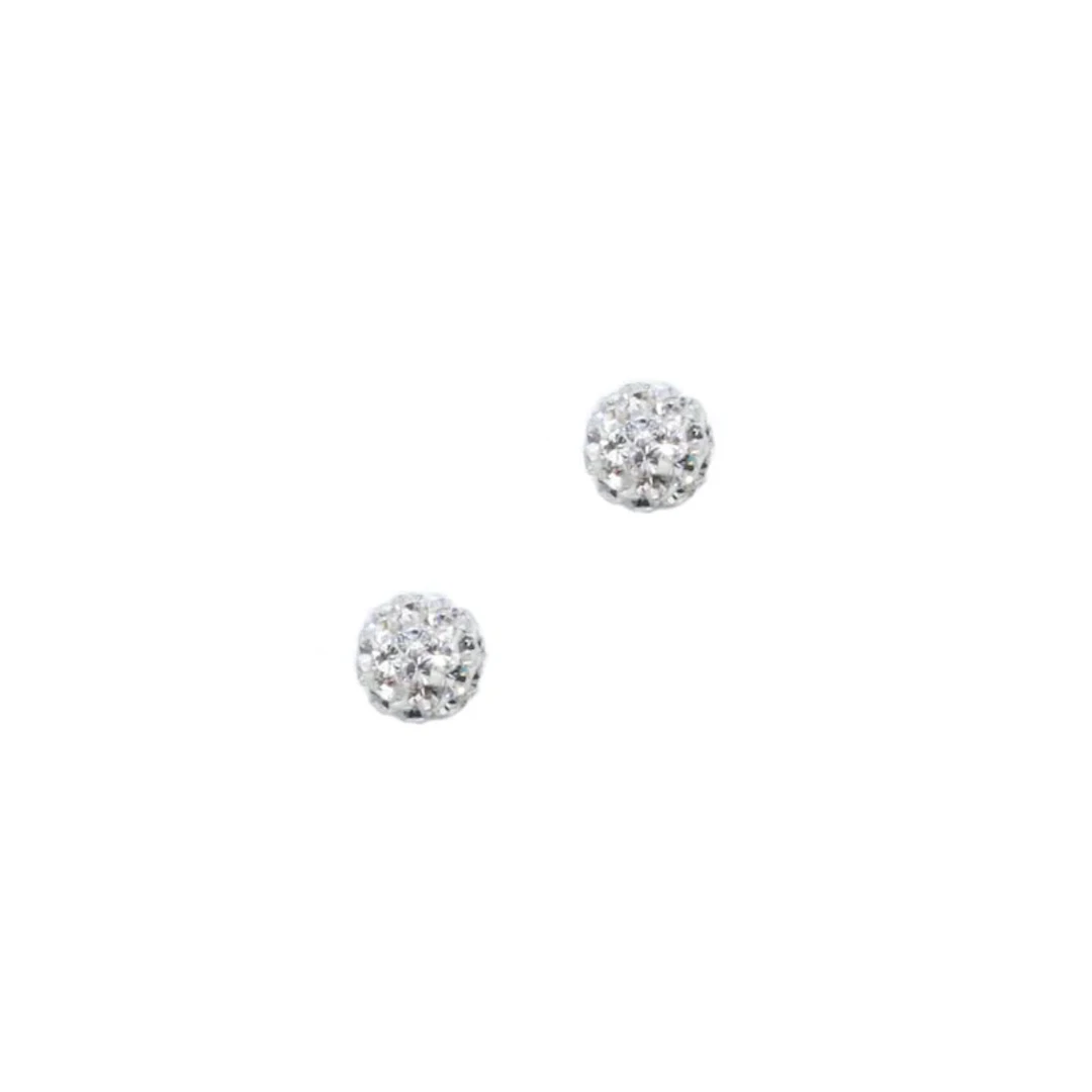 Snow Ball Earrings in Sterling Silver with CZ