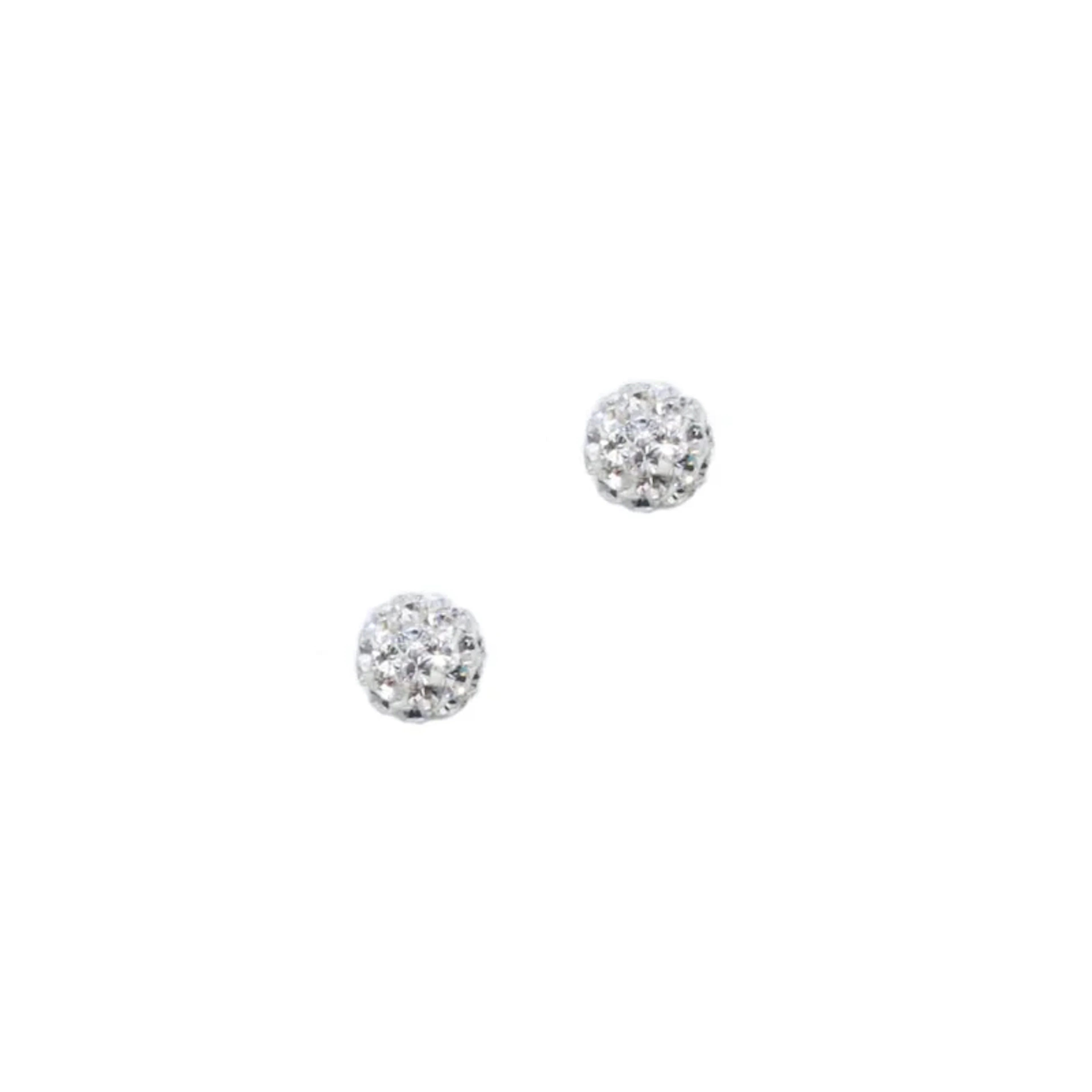 Snow Ball Earrings in Sterling Silver with CZ