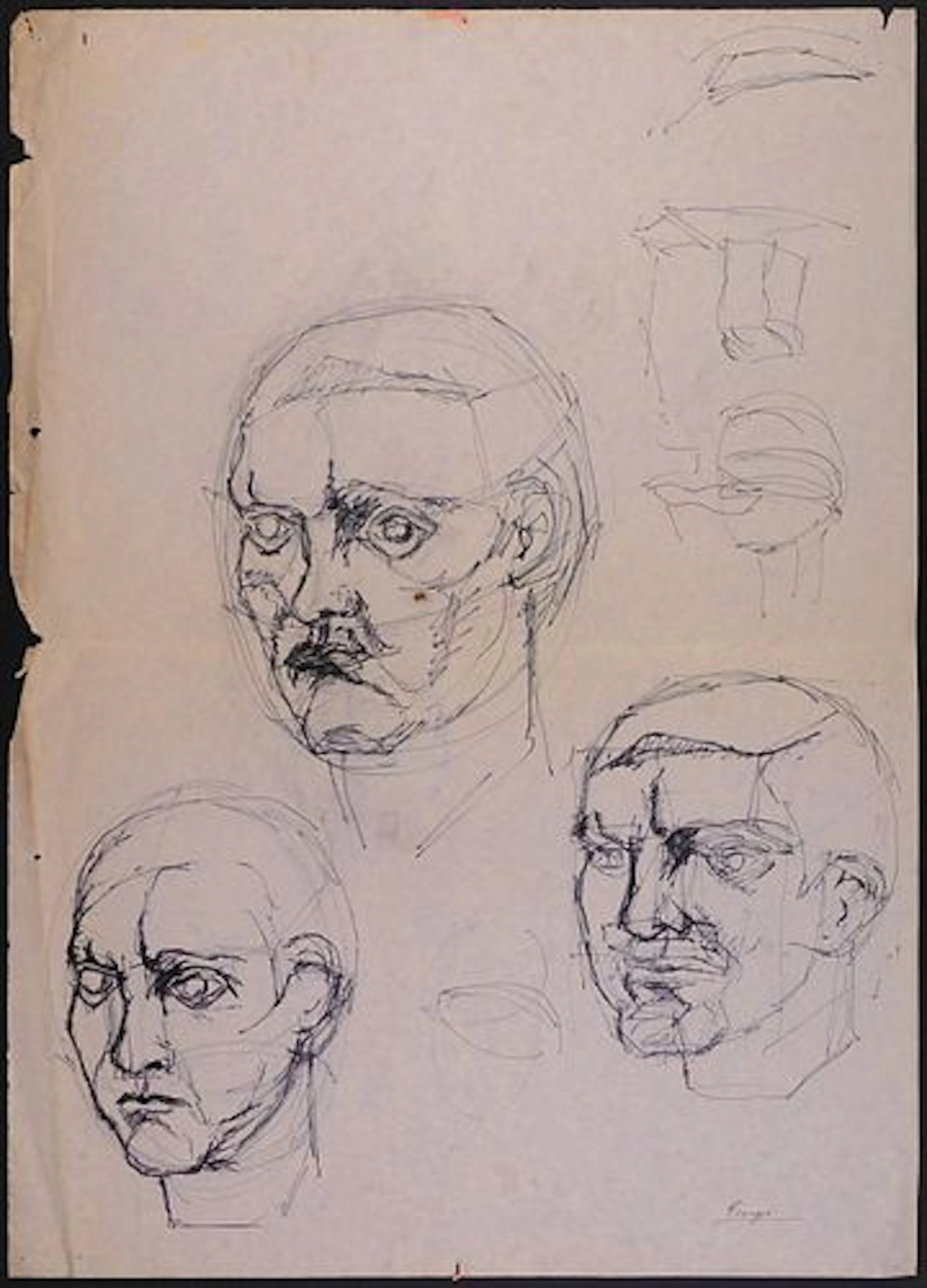 Pablo Picasso, Attributed: Double Sided Head Studies