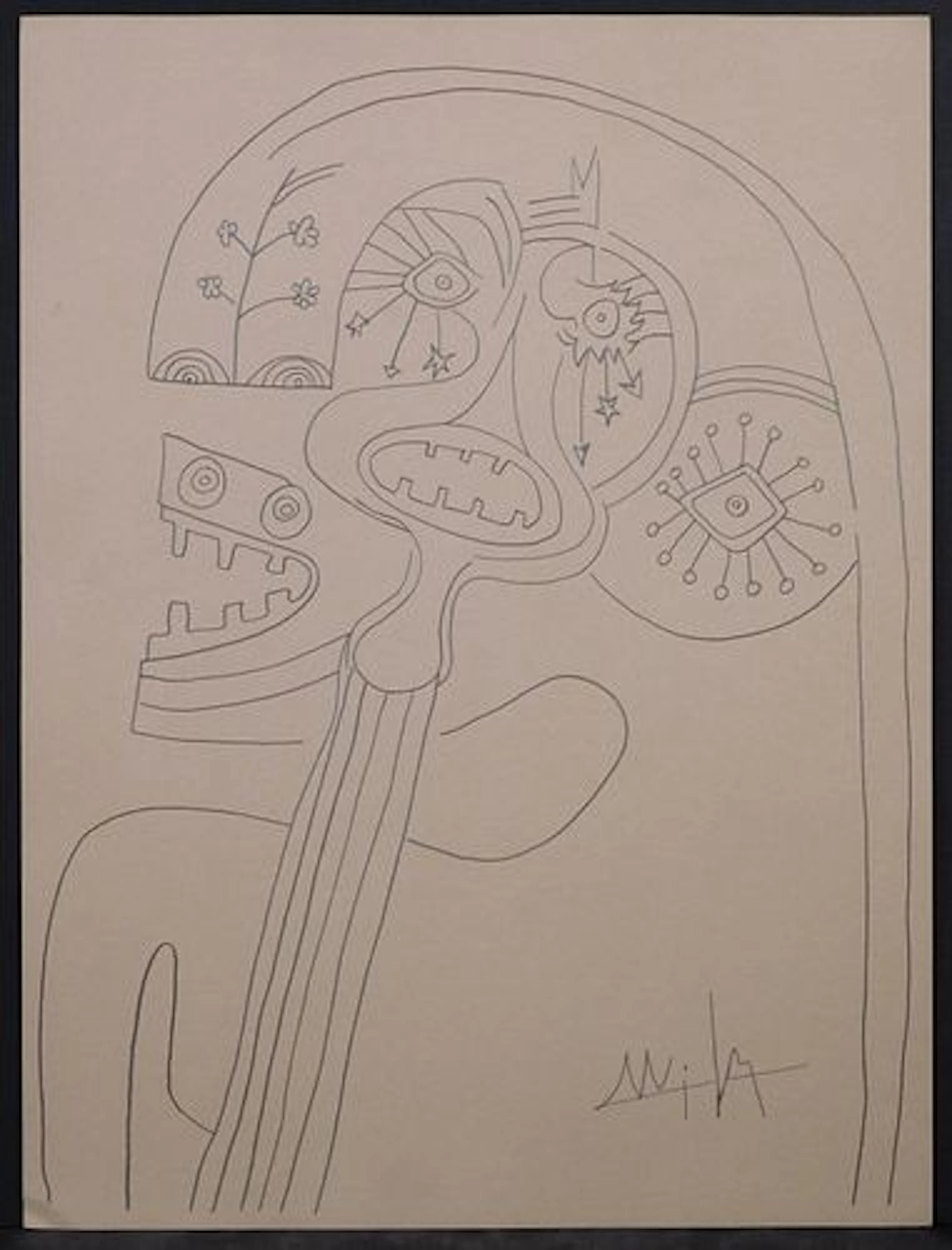 Wifredo Lam, Attributed/Manner of: Surrealist Figures ( Guitar face)