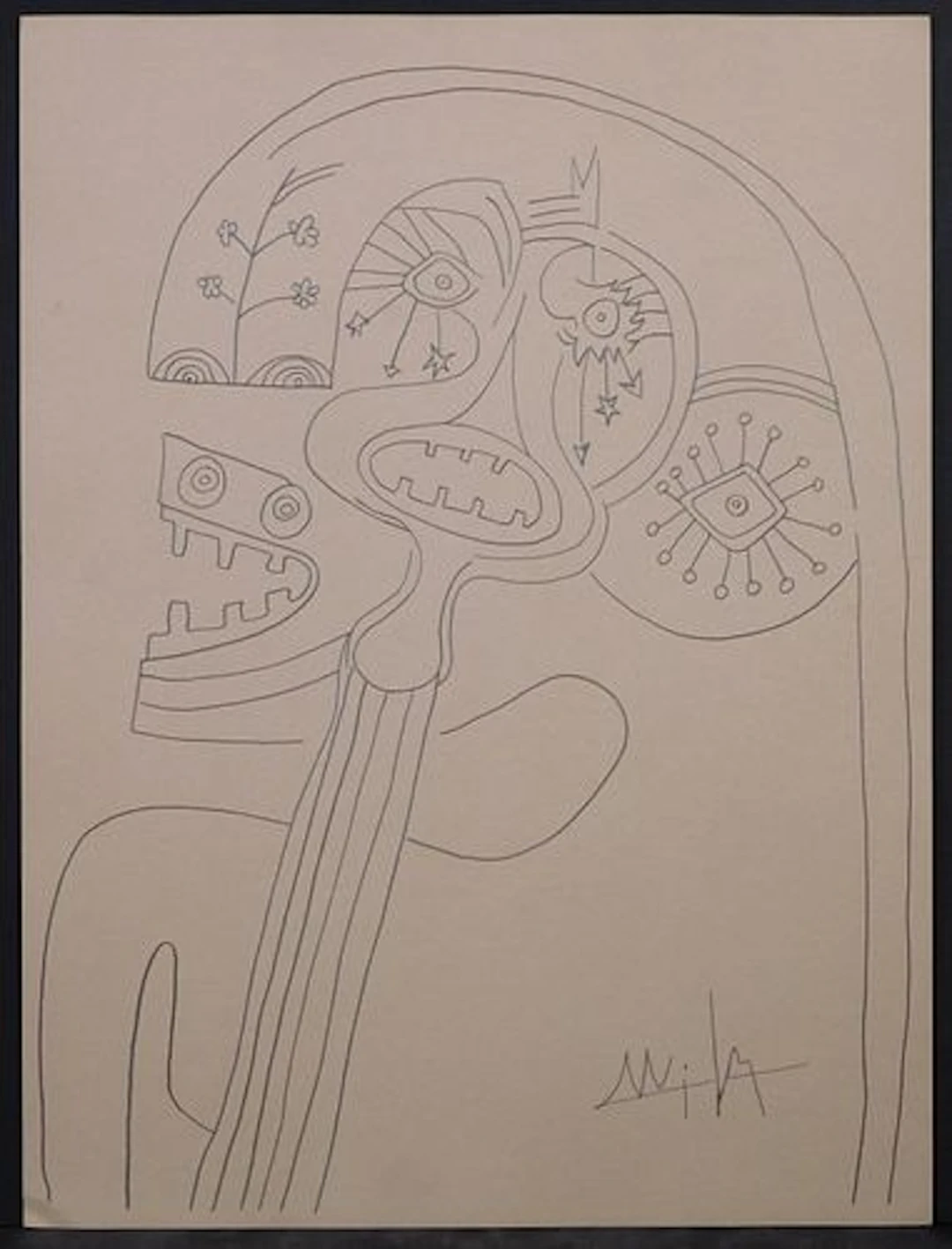 Wifredo Lam, Attributed/Manner of: Surrealist Figures ( Guitar face)