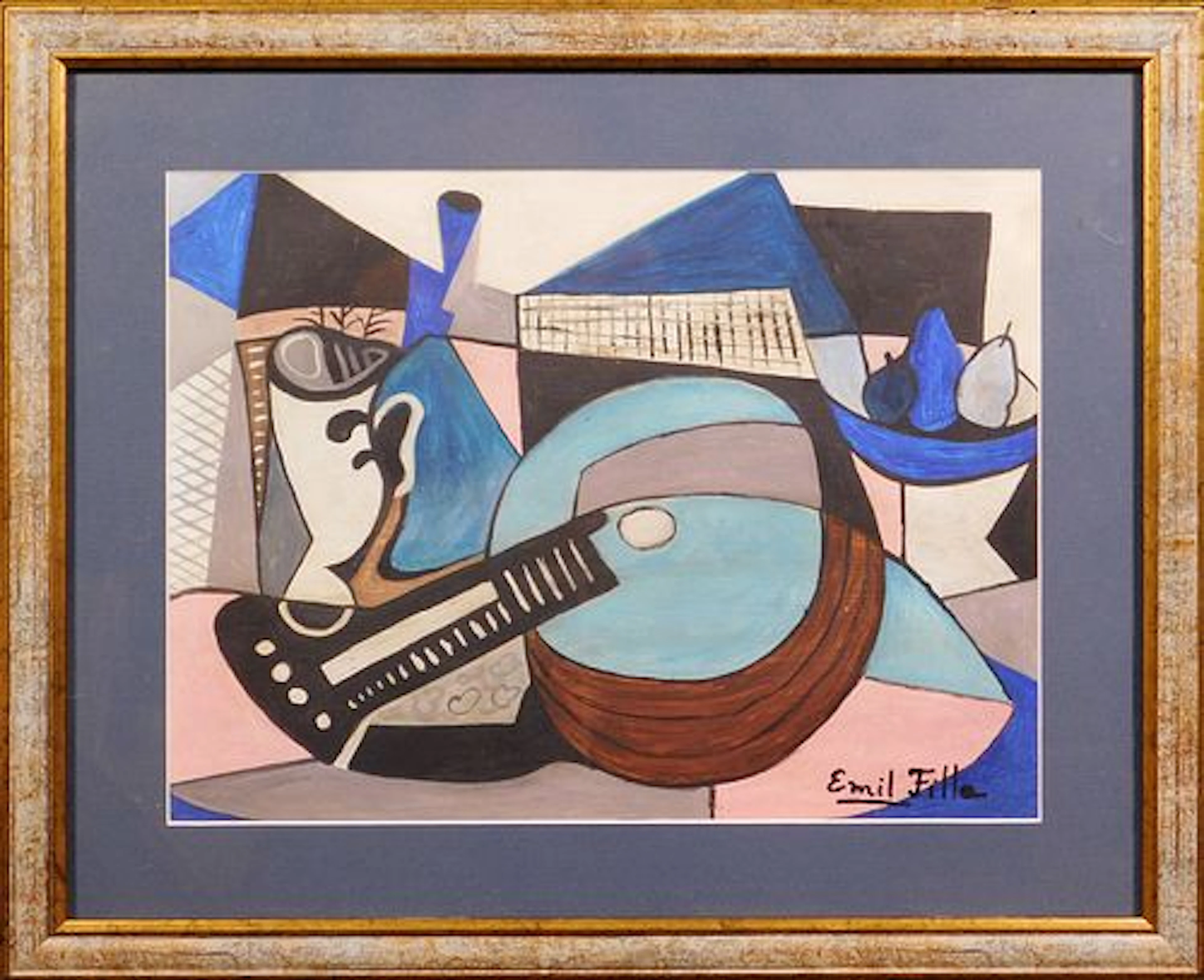 Emil Fila Attributed: Guitar Still Life