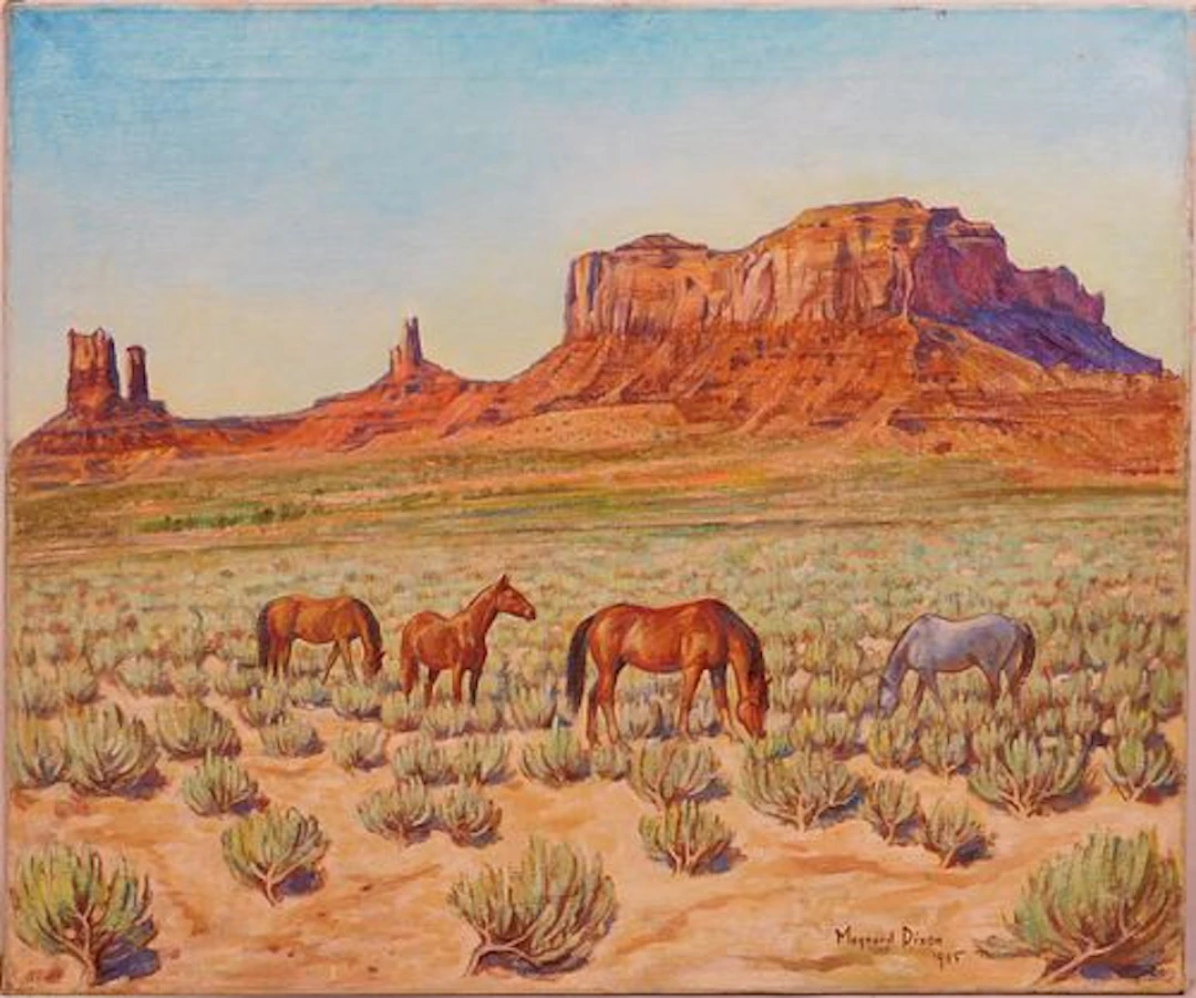 Manner of Maynard Dixon: Horses in Monument Valley, 1945