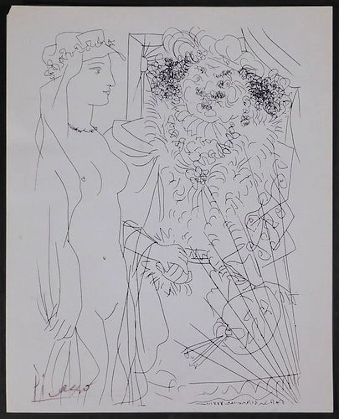 Style of Pablo Picasso: Nude and Self-portrait of Rembrandt/ Young