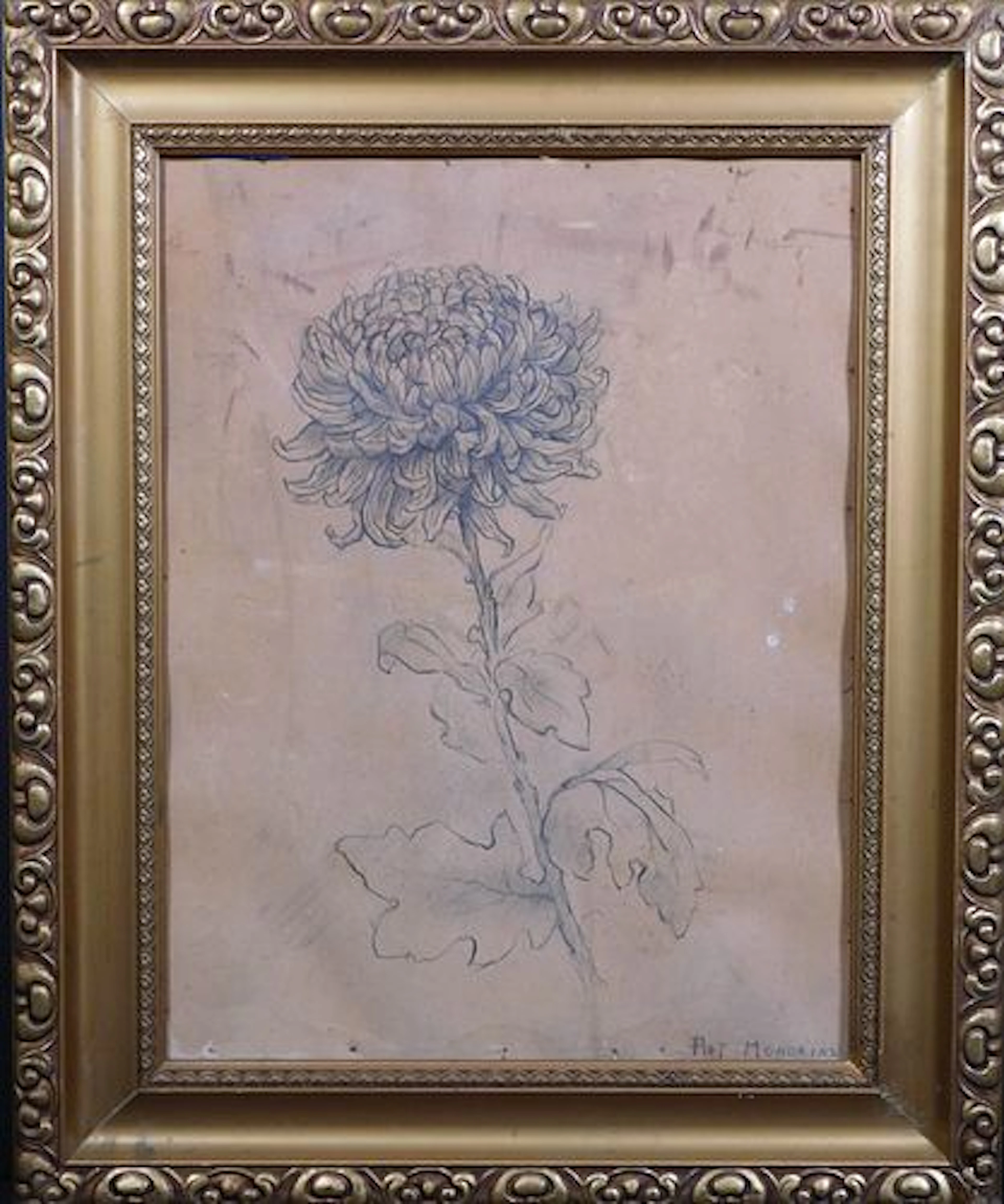 Piet Mondrian Attributed: Chrysanthemum Drawing