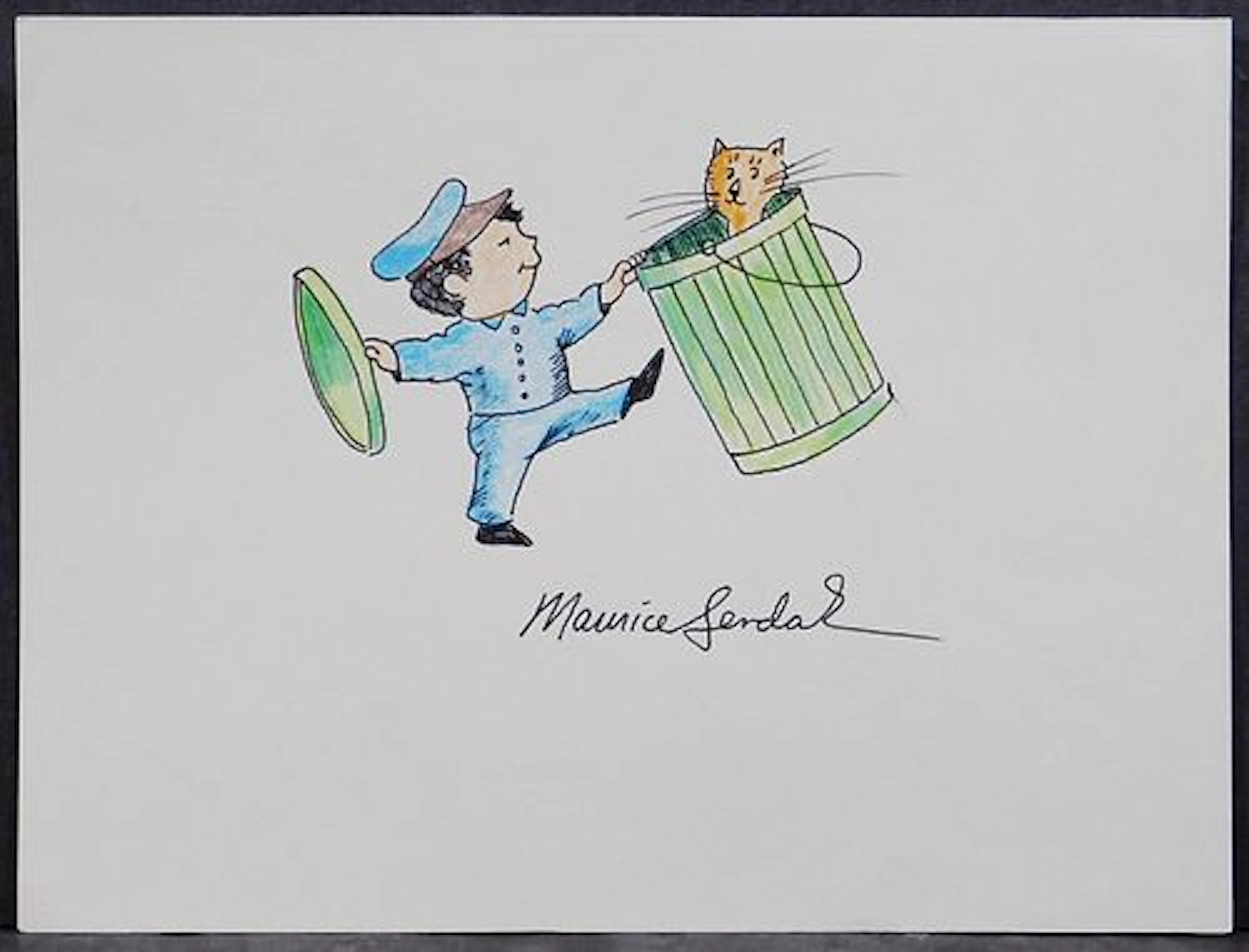 Maurice Bernard Sendak, Manner of: Cop with a Cat in a Bin
