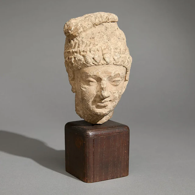 Ancient Gandharan Stucco Head of a Youth