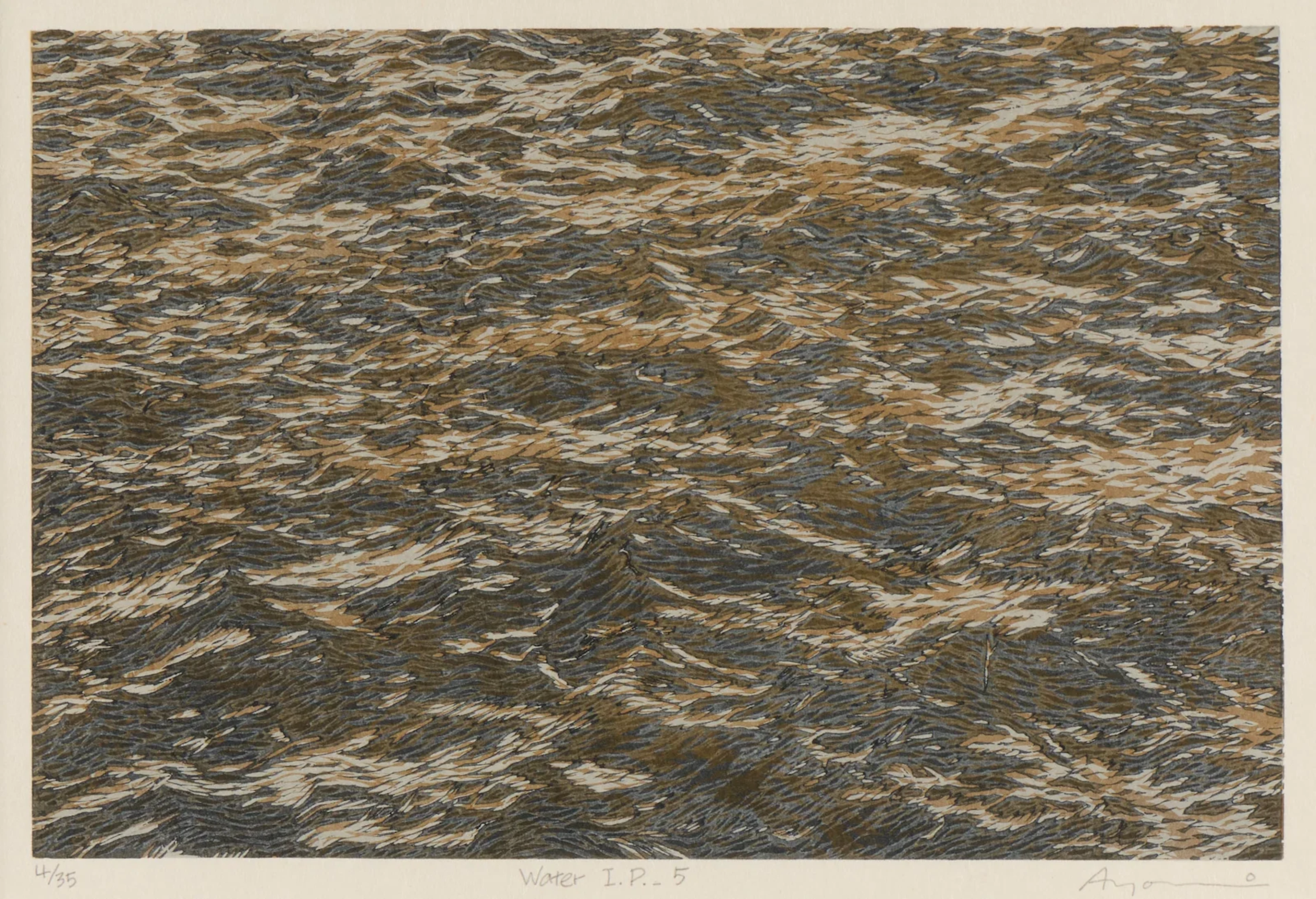 Ayomi Yoshida "Water I.P. - 5" Abstract Woodblock