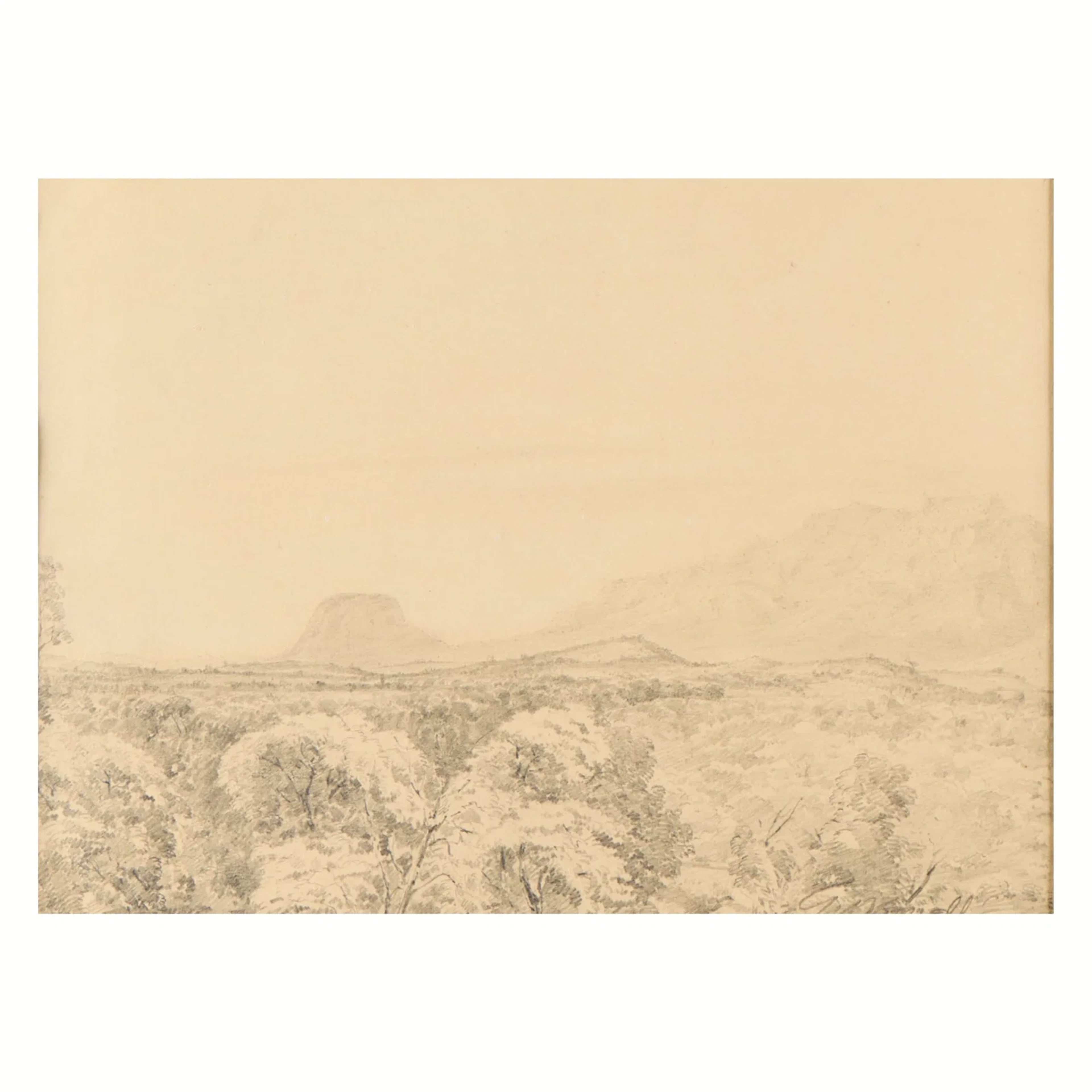 William Daniell Graphite Landscape Drawing