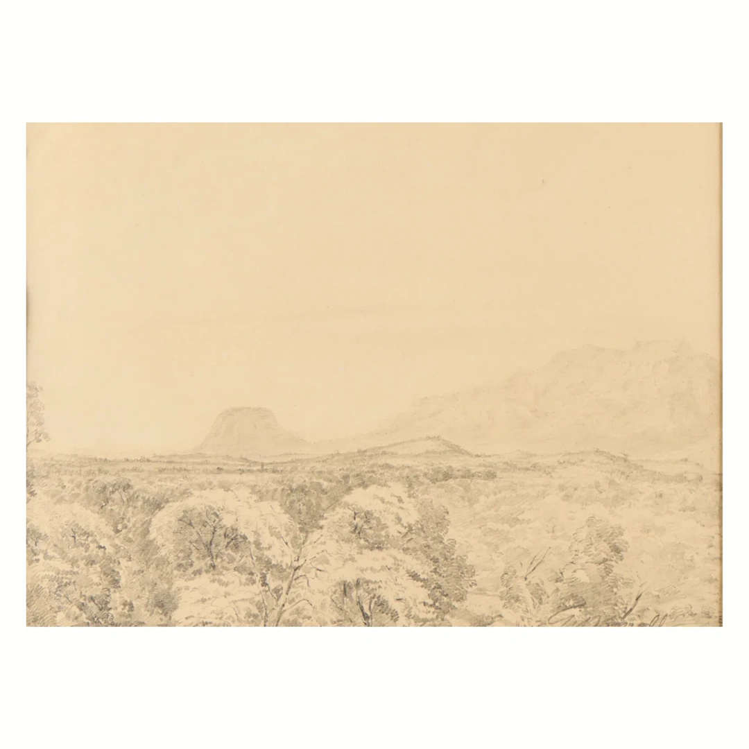 William Daniell Graphite Landscape Drawing