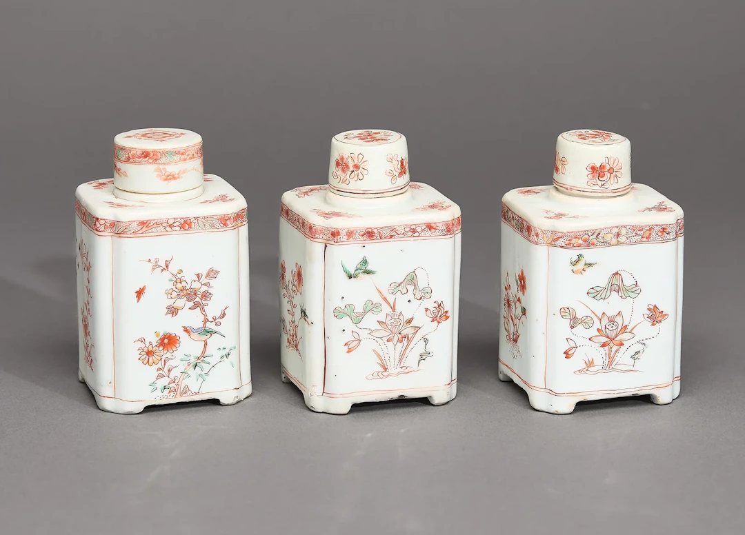3 Chinese Export Famille Verte Tea Caddies