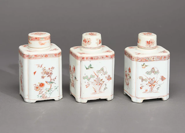 3 Chinese Export Famille Verte Tea Caddies