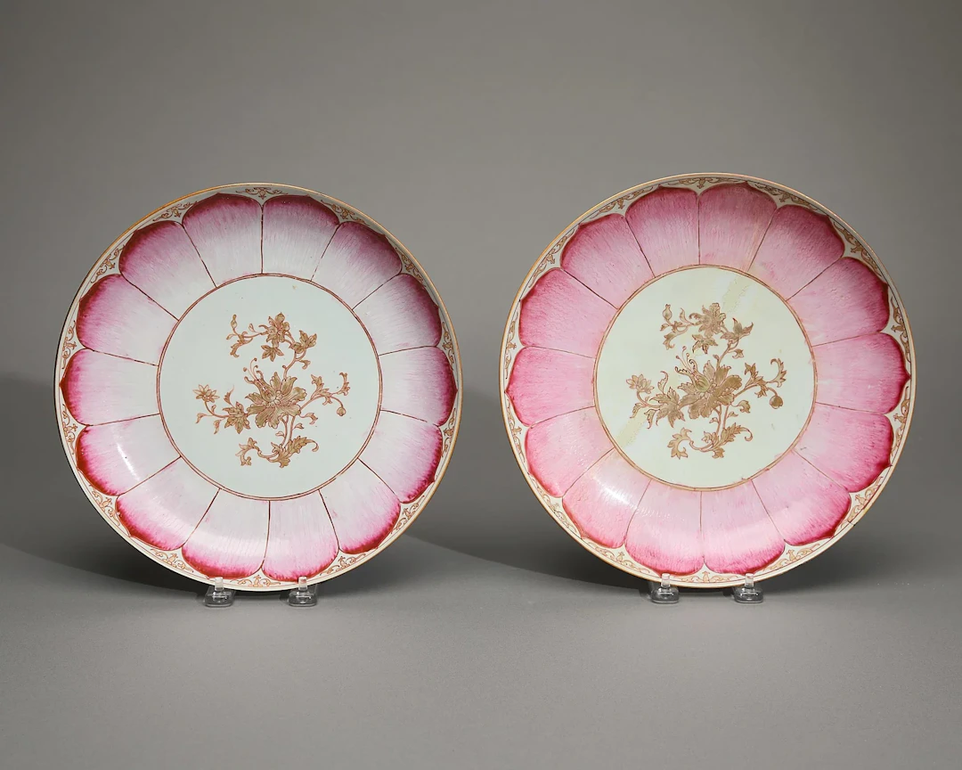 Chinese Export Petal-Molded Lotus Saucer Dishes