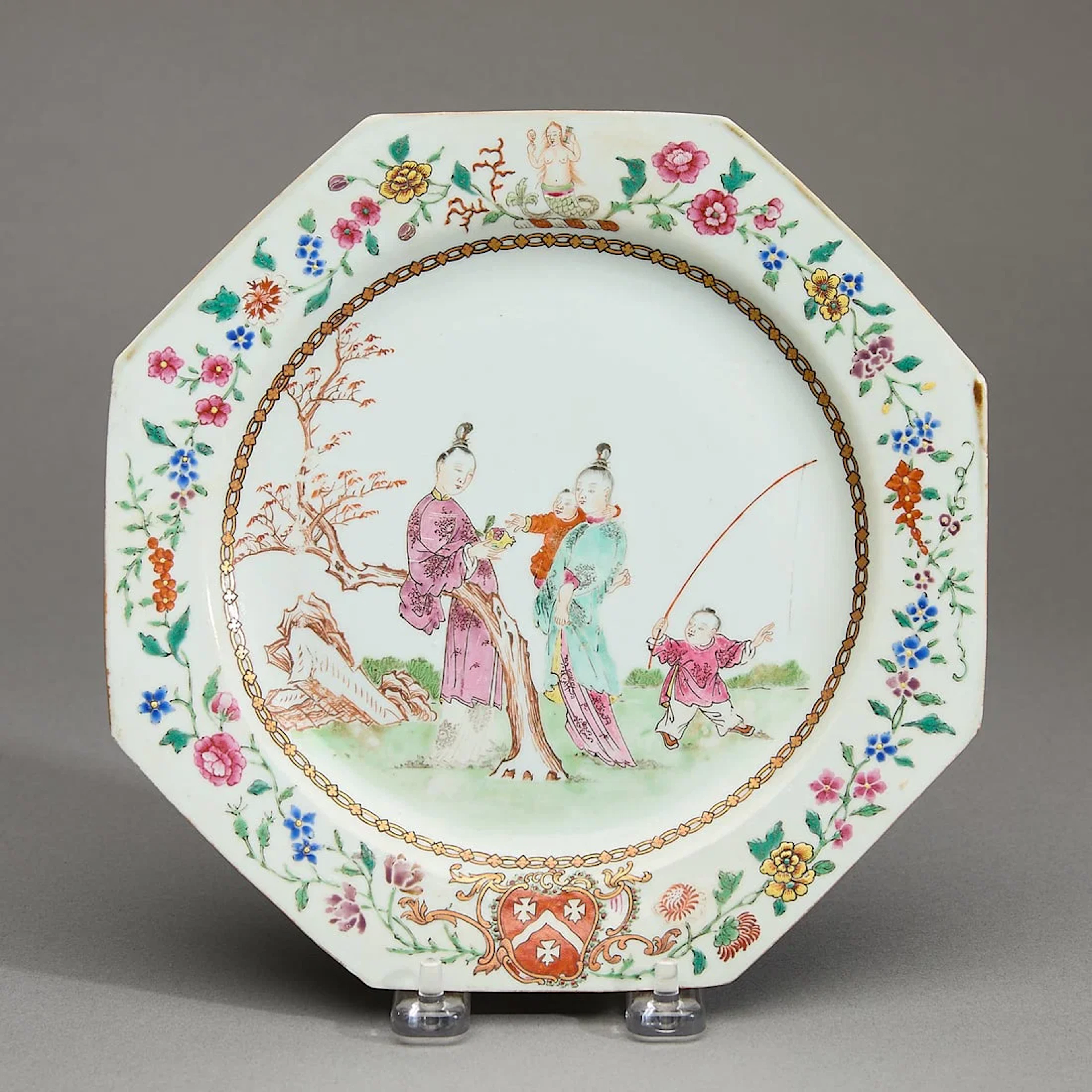 Chinese Export Octagonal Armorial Plate - Bonham