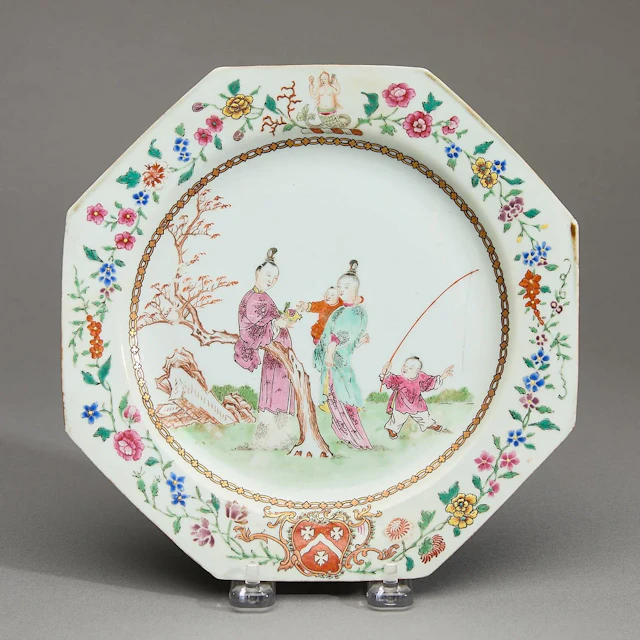 Chinese Export Octagonal Armorial Plate - Bonham