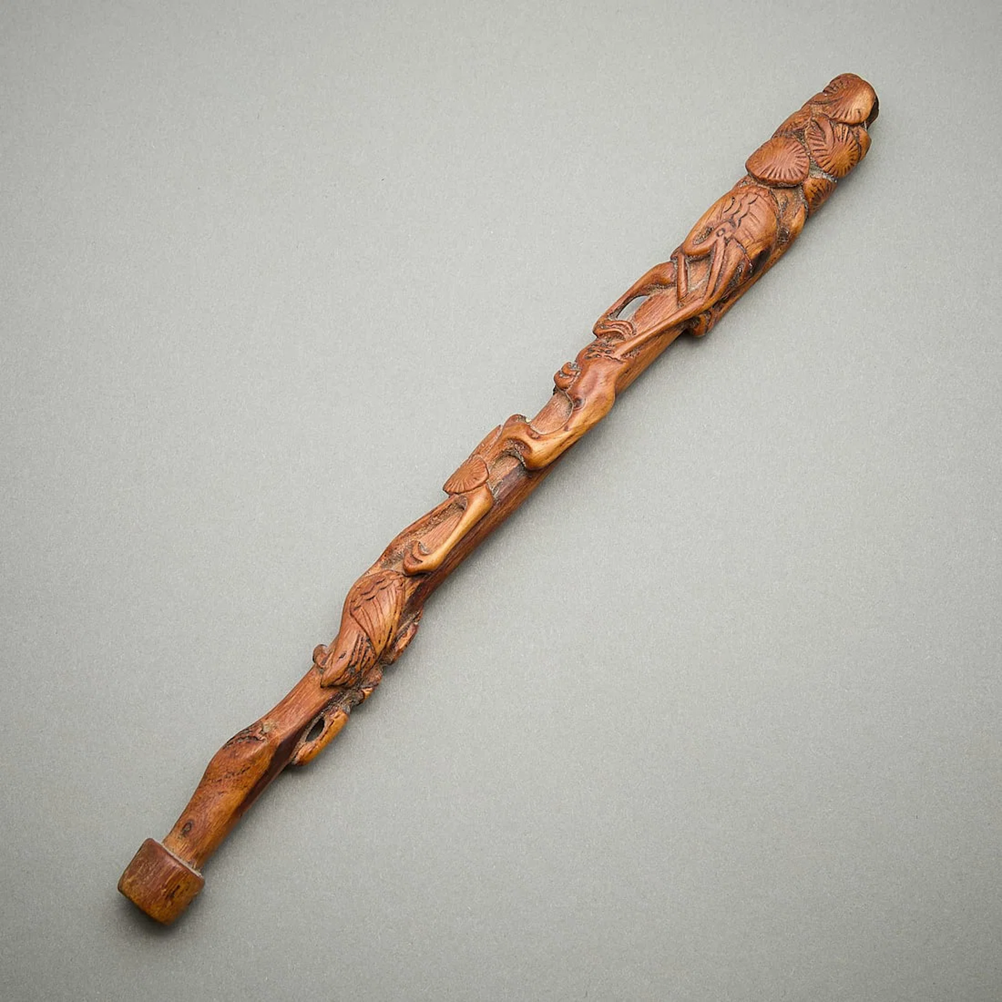 Japanese Crane & Tree Carved Tamper