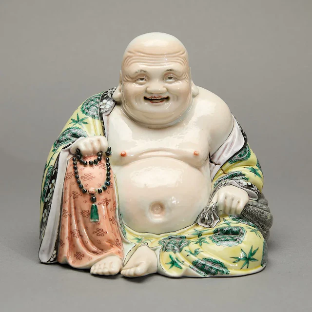 Chinese Qing Famille Verte Ceramic Buddha ca. 1880