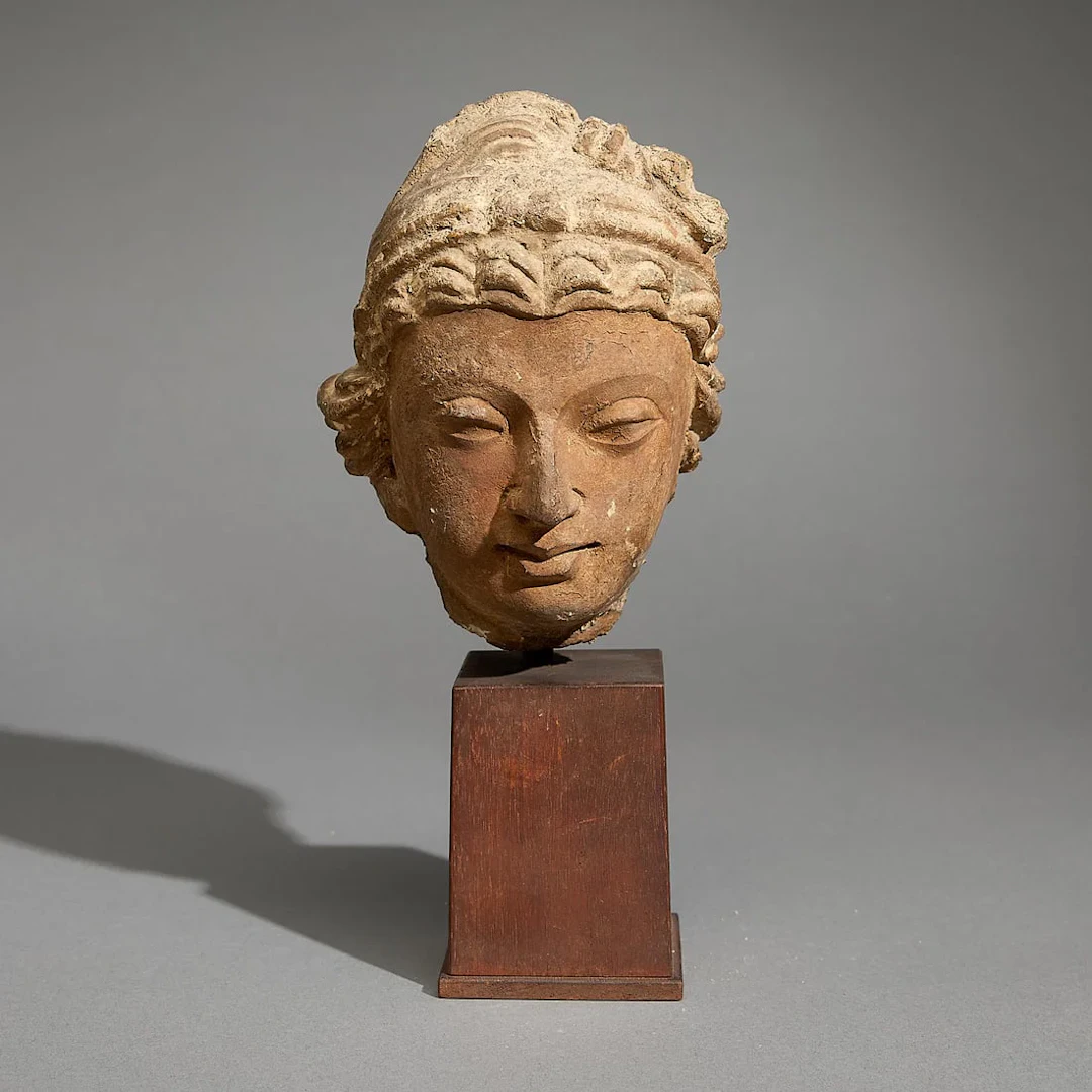 Ancient Gandharan Stucco Head of Bodhisattva