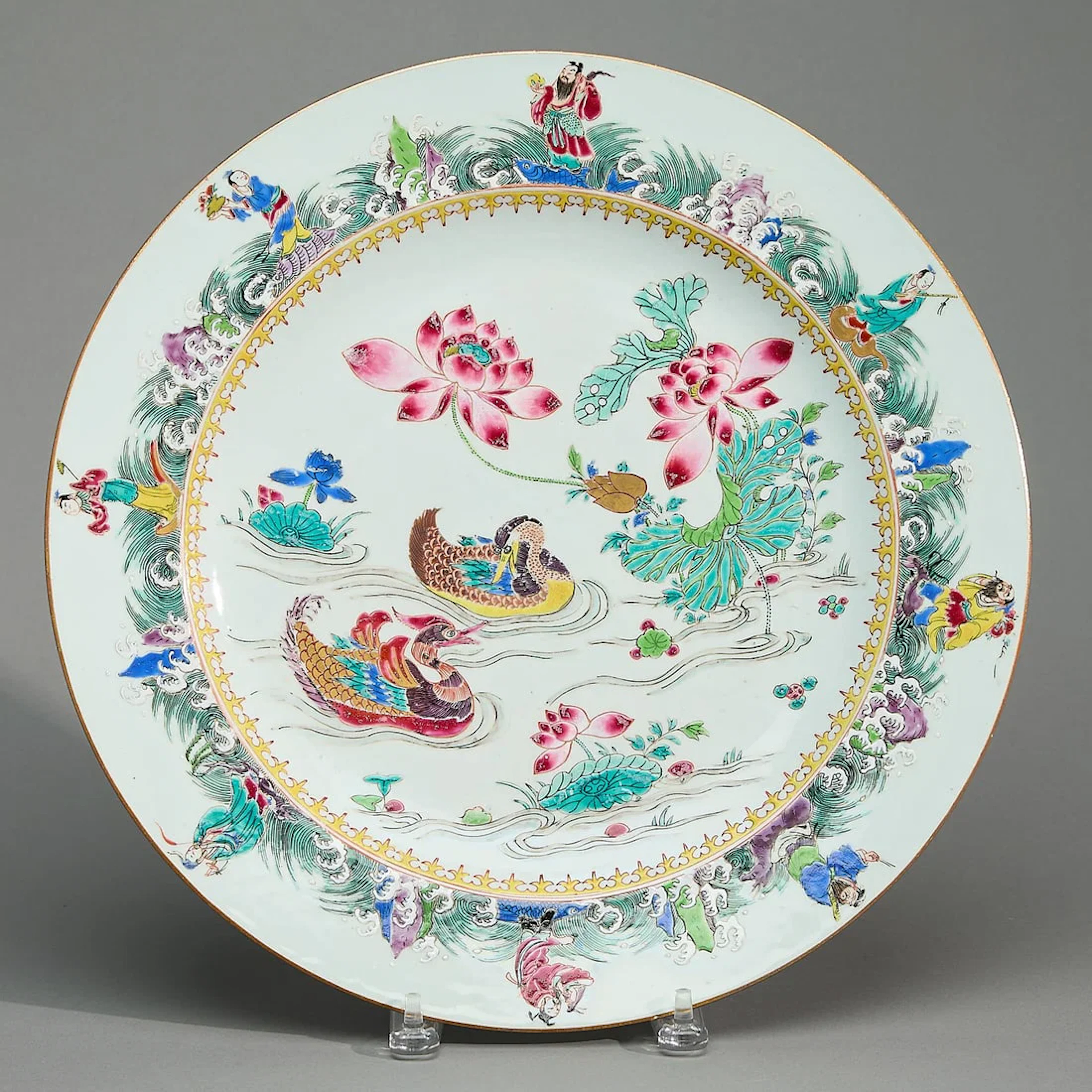 Large Famille Rose Mandarin Duck Charger