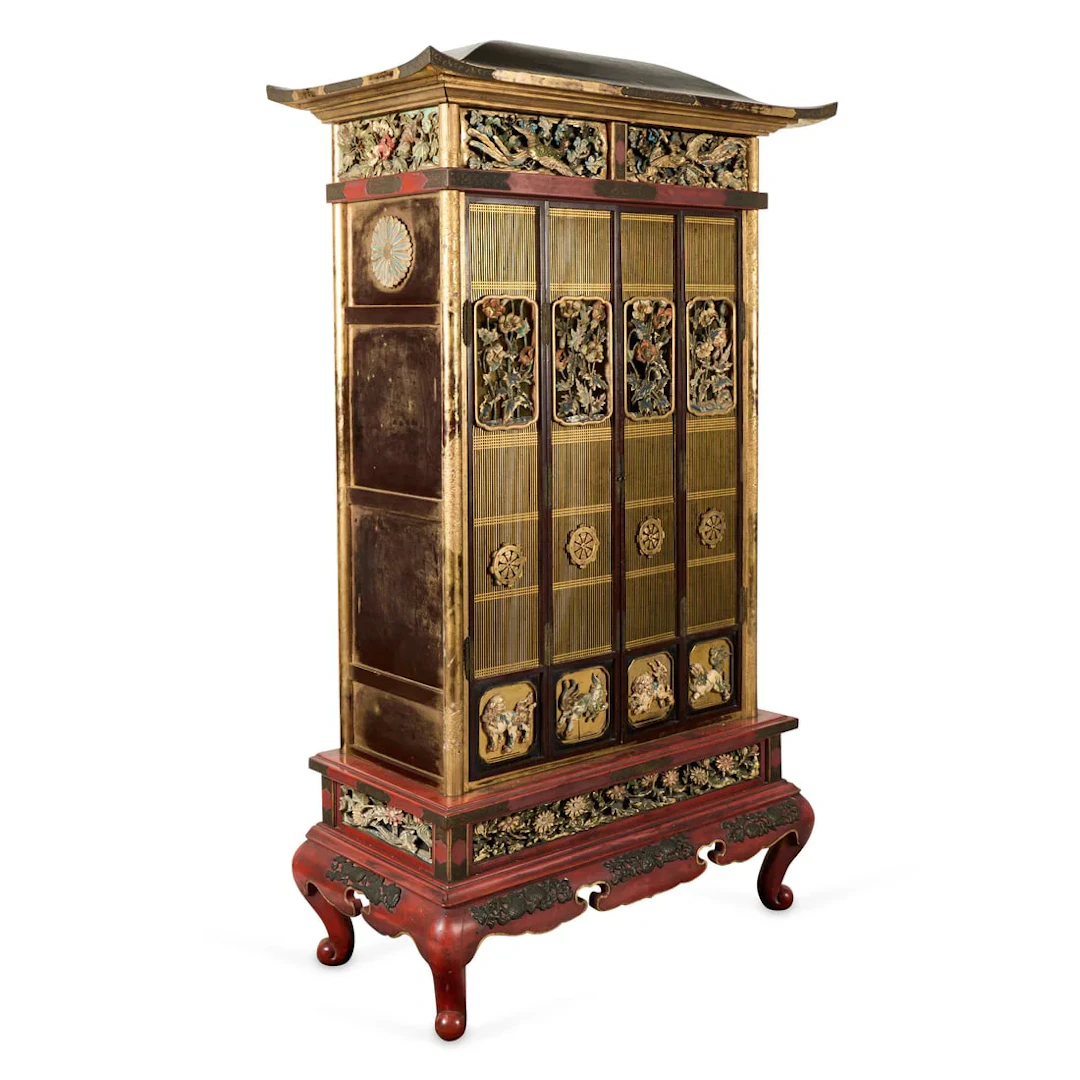 Japanese Edo Lacquer & Giltwood Pagoda Cabinet