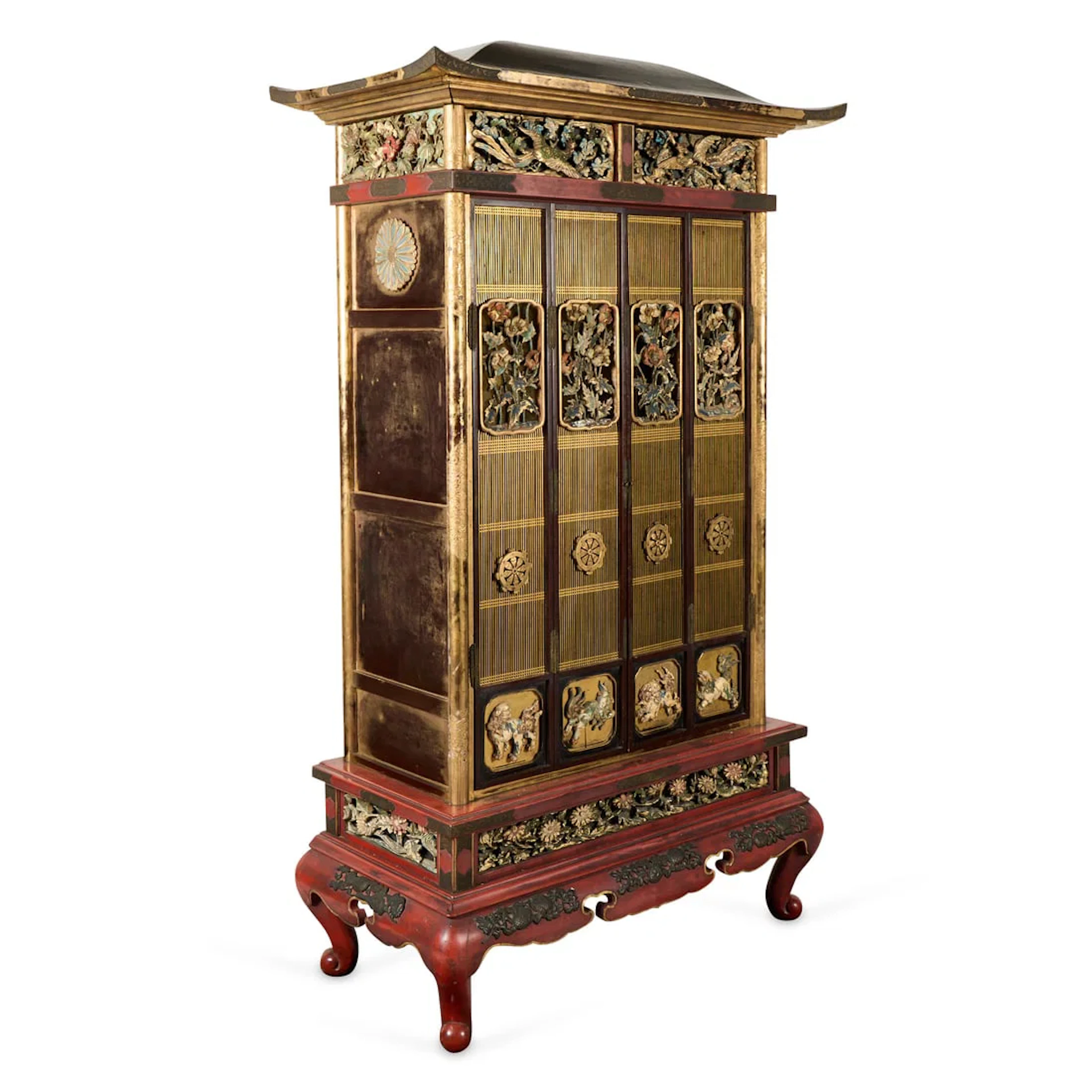 Japanese Edo Lacquer & Giltwood Pagoda Cabinet