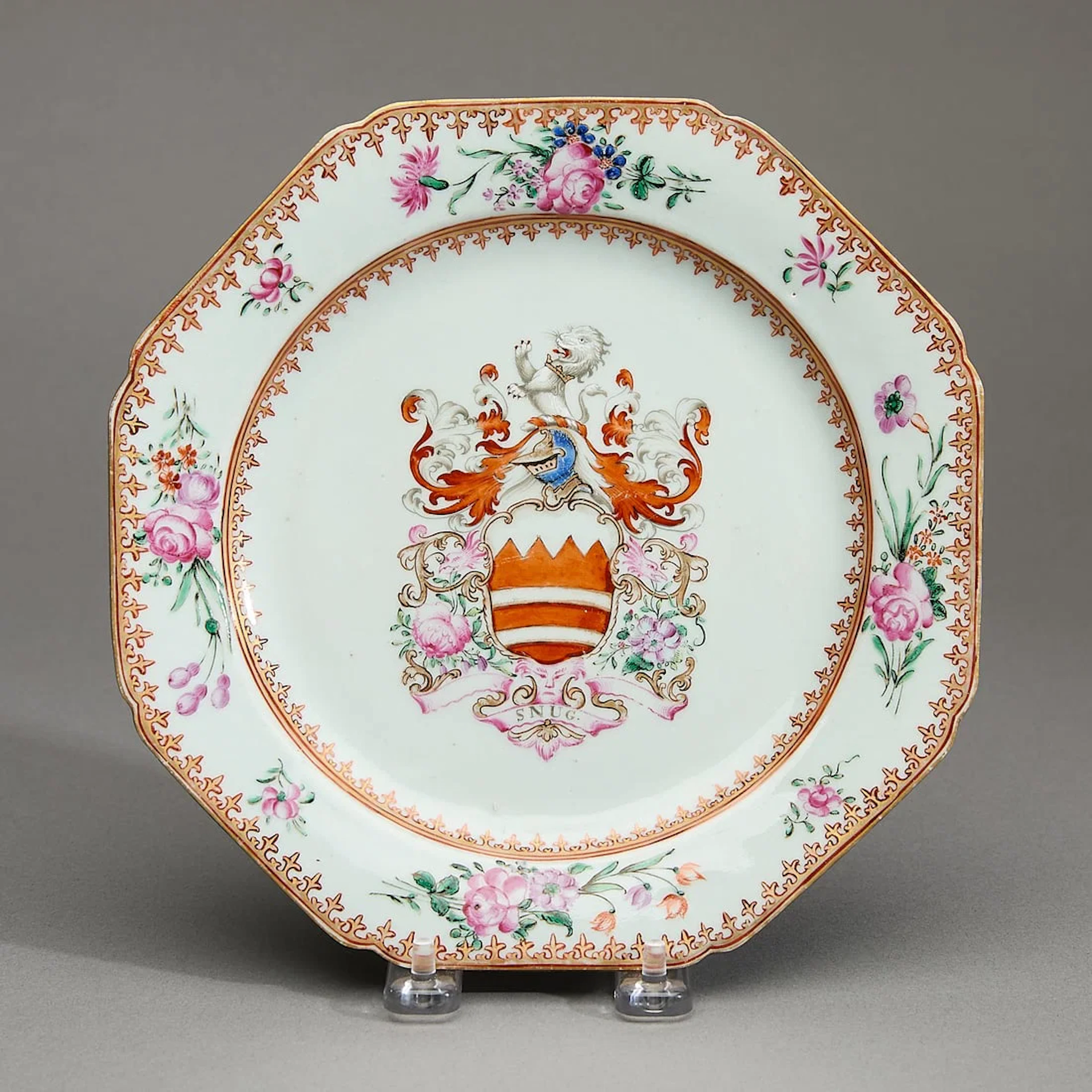 Chinese Export Octagonal Armorial Plate - Hare