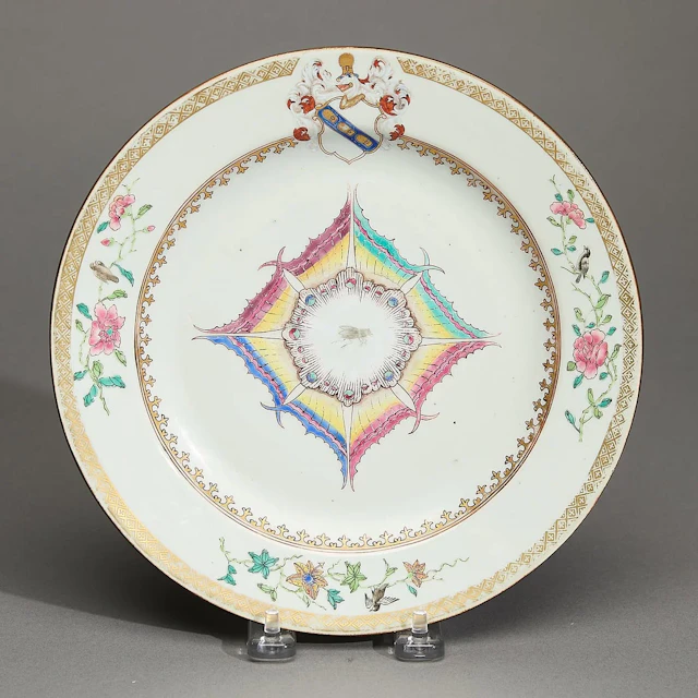 Unusual Famille Rose Armorial Plate - Hesketh