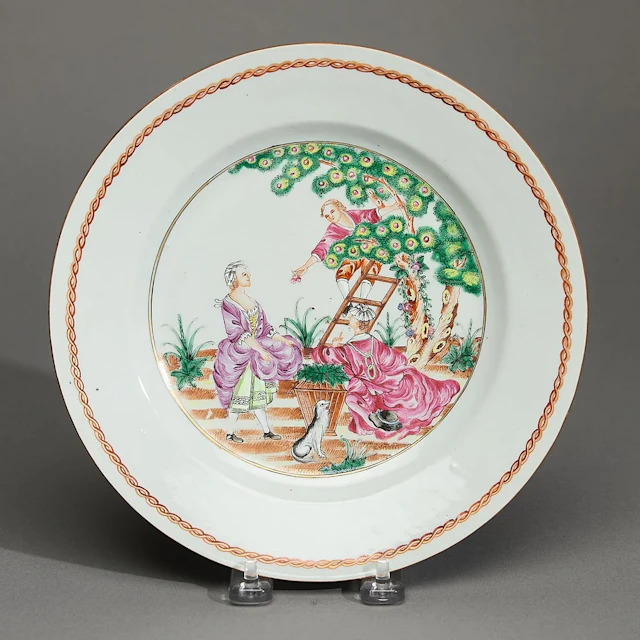 Chinese Export Famille Rose Cherry Pickers Plate