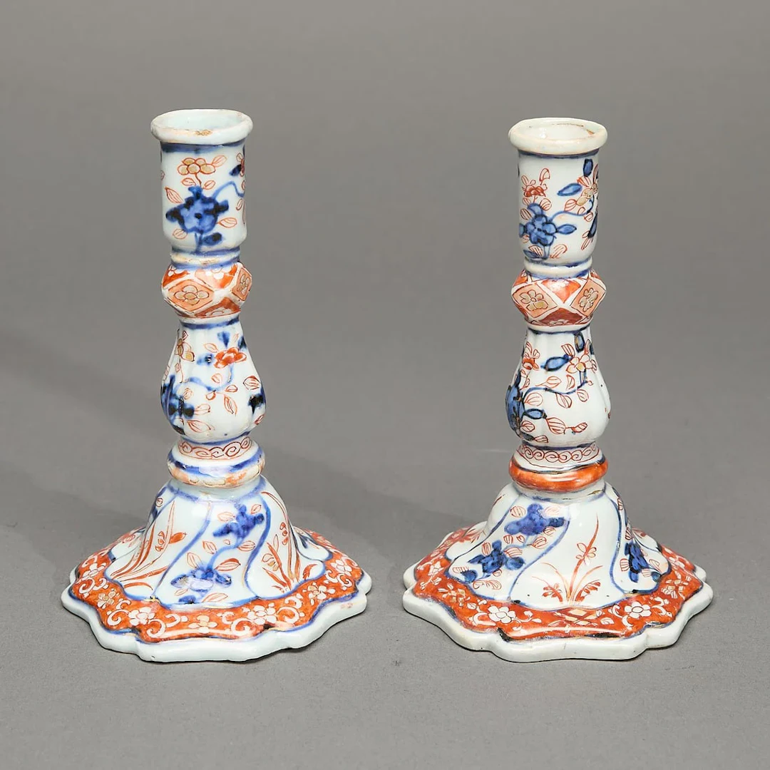 Pair Chinese Export Imari Candlesticks