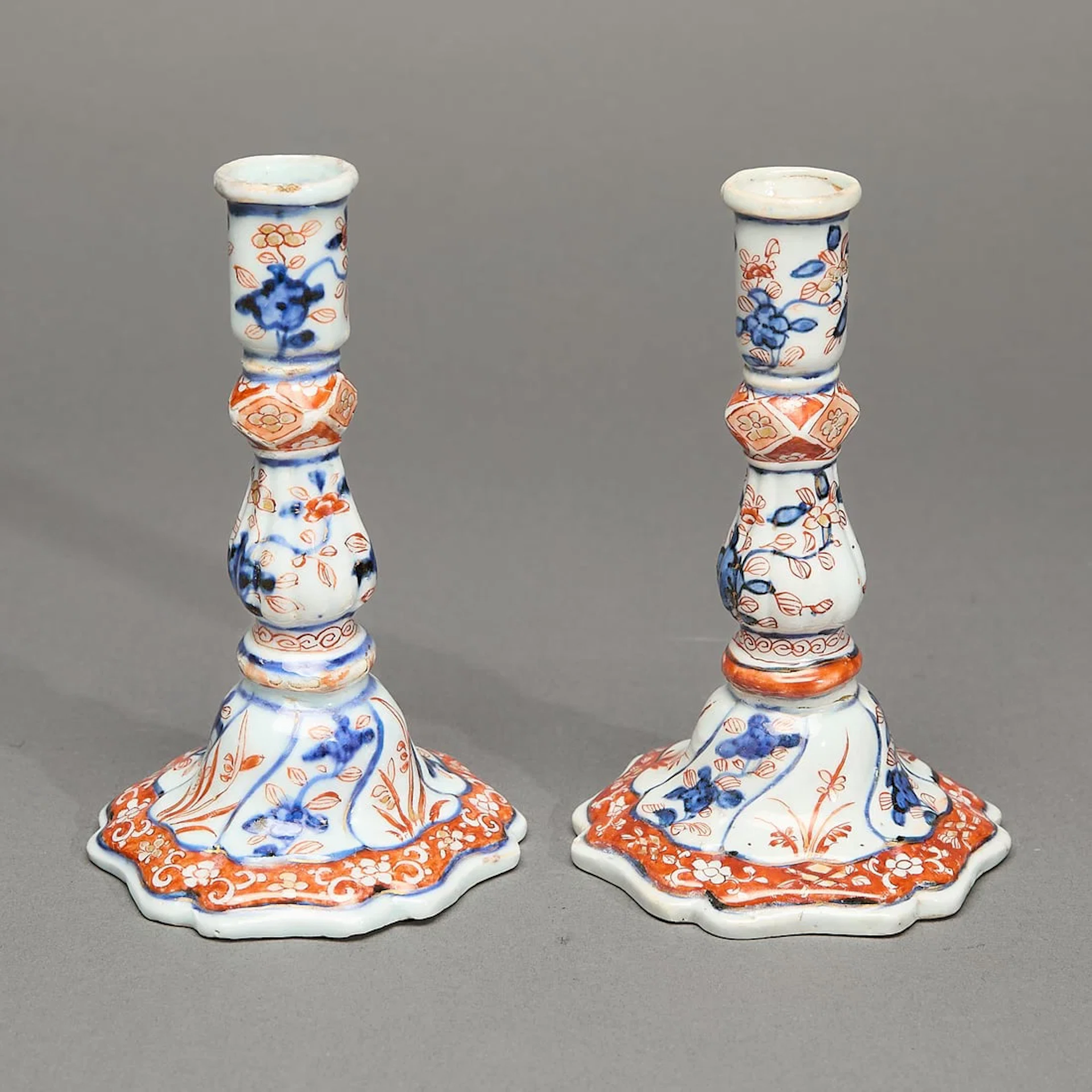 Pair Chinese Export Imari Candlesticks