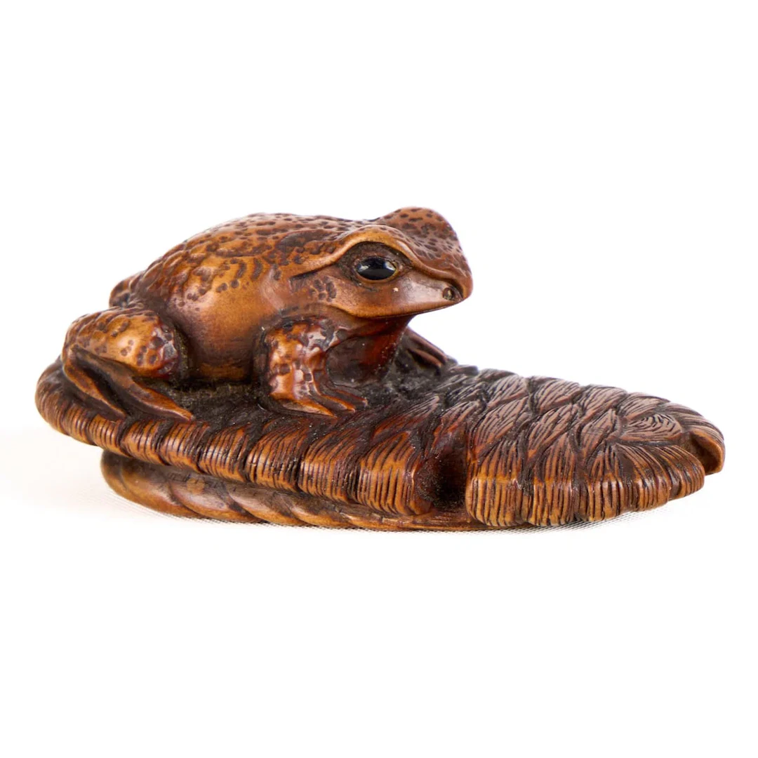 Japanese "Toad & Sandal" Netsuke Signed Masanao