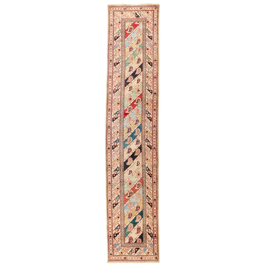 Caucasian Kazak Gendje Wool Runner Rug 13'7"x3'1"